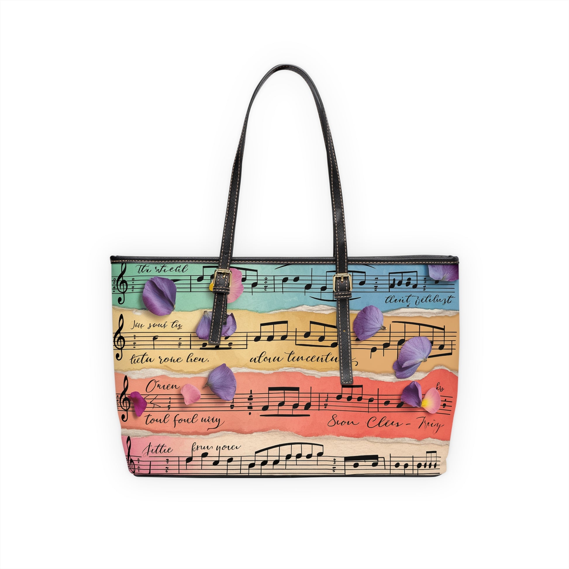 Torn Type Beat Sheet Music Multi-Color PU Leather Shoulder Bag, Artsulli - Art is Long, Life is Short, Bags, , , , , , , 