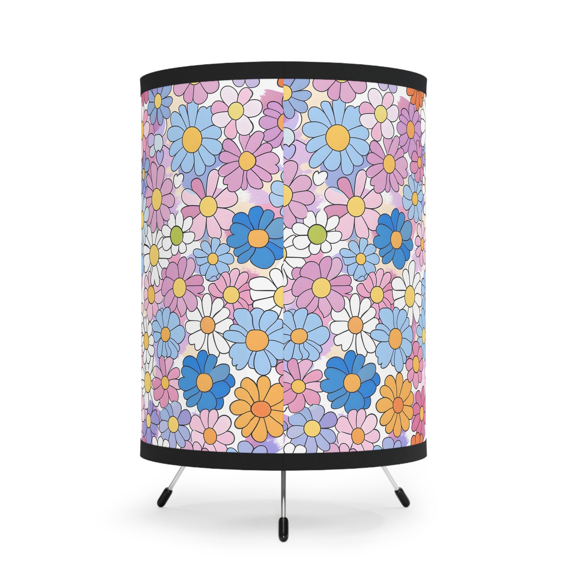 Flower Hour Purple and Blue Tripod Lamp with High-Res Printed Shade, US\CA plug, Artsulli - Art is Long, Life is Short, Home Decor, , , , , , , 