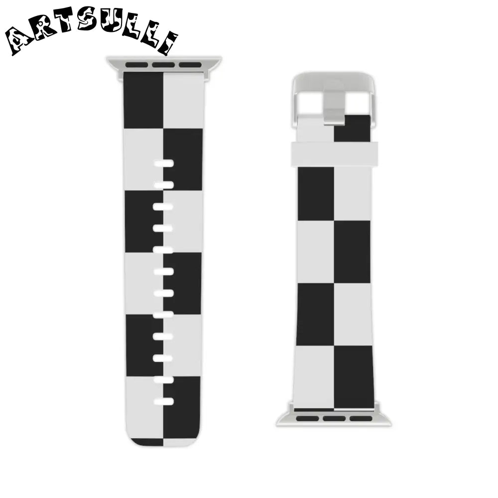 JAKKOUTTHEBXX Checkerboard Black and White Watch Band for Apple