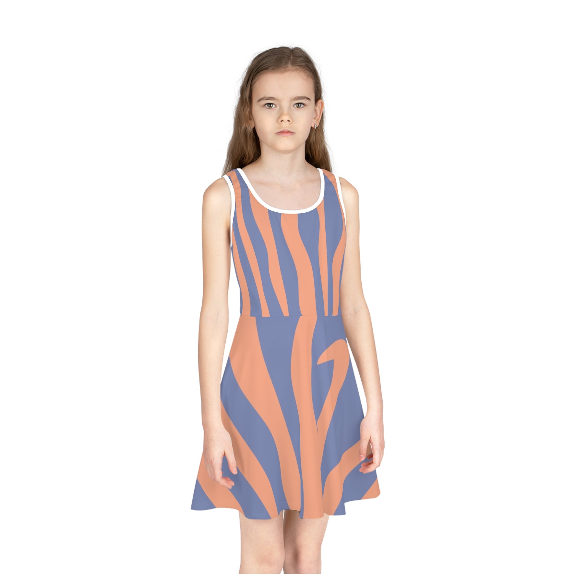 Melting Zebra Stripes Girls' Sleeveless Sundress (AOP), Artsulli - Art is Long, Life is Short, All Over Prints, , , , , , , 