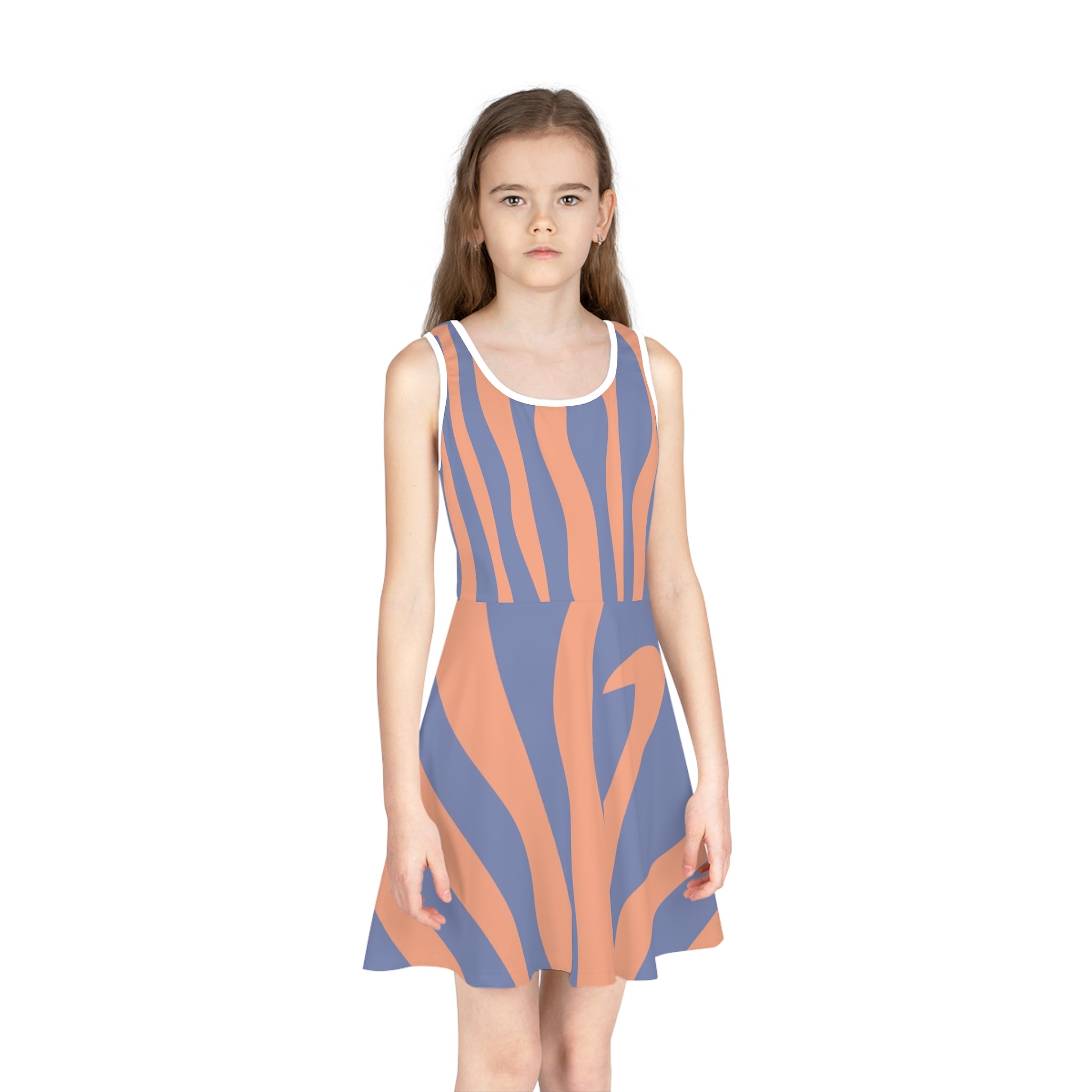 Melting Zebra Stripes Girls' Sleeveless Sundress (AOP), Artsulli - Art is Long, Life is Short, All Over Prints, , , , , , , 
