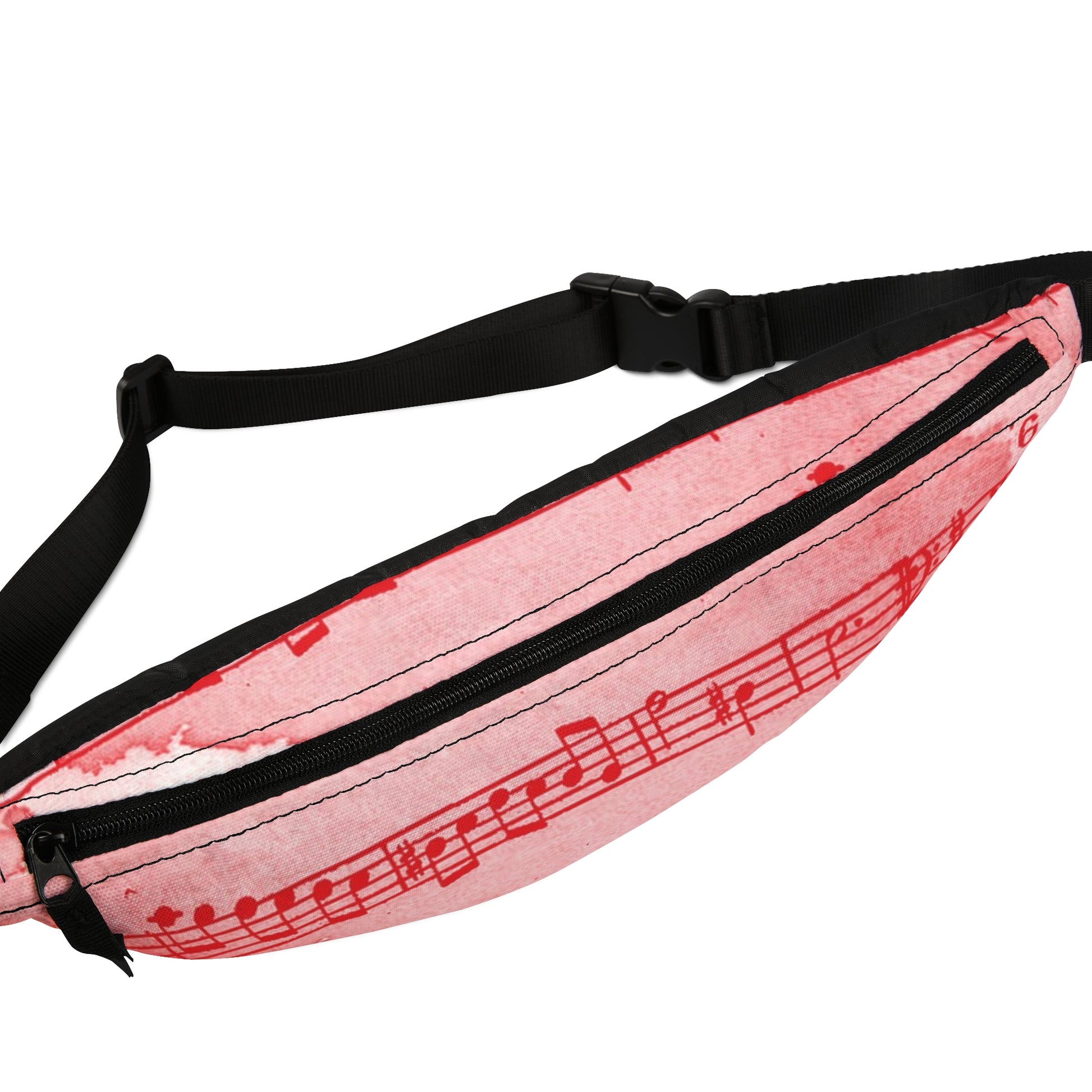Drip Spill Type Beat Sheet Music Red Fanny Pack, Artsulli - Art is Long, Life is Short, Bags, , , , , , , 