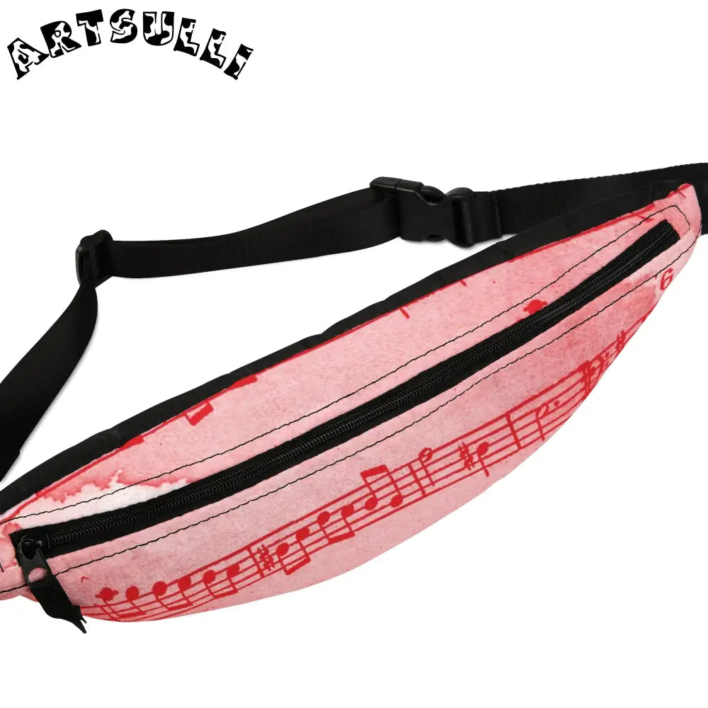 JAKKOUTTHEBXX Pink Music Note Fanny Pack with Inside Divider 2025