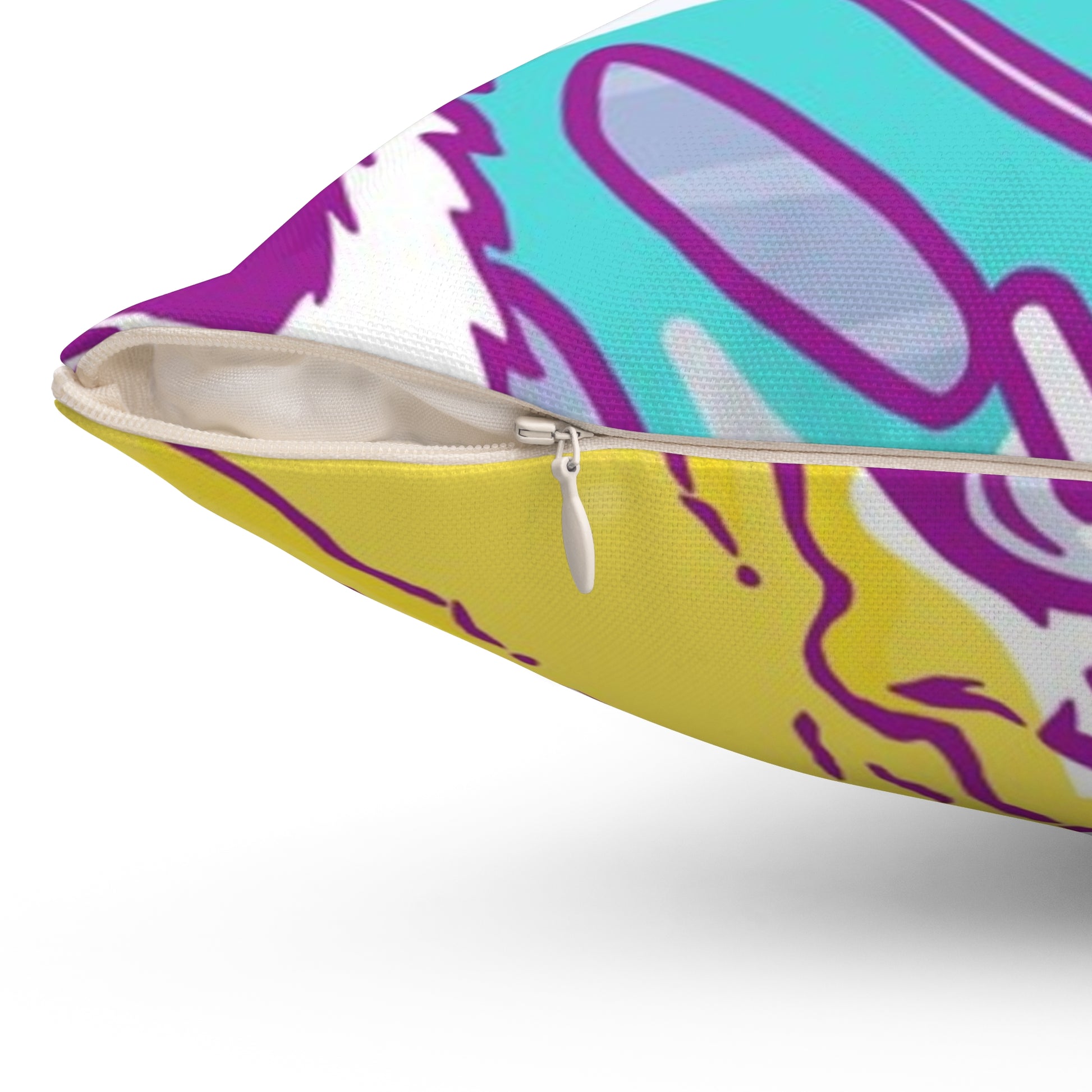Tropical Floral Tigers Torquise and Purple Spun Polyester Square Pillow, Artsulli - Art is Long, Life is Short, Home Decor, , , , , , , 