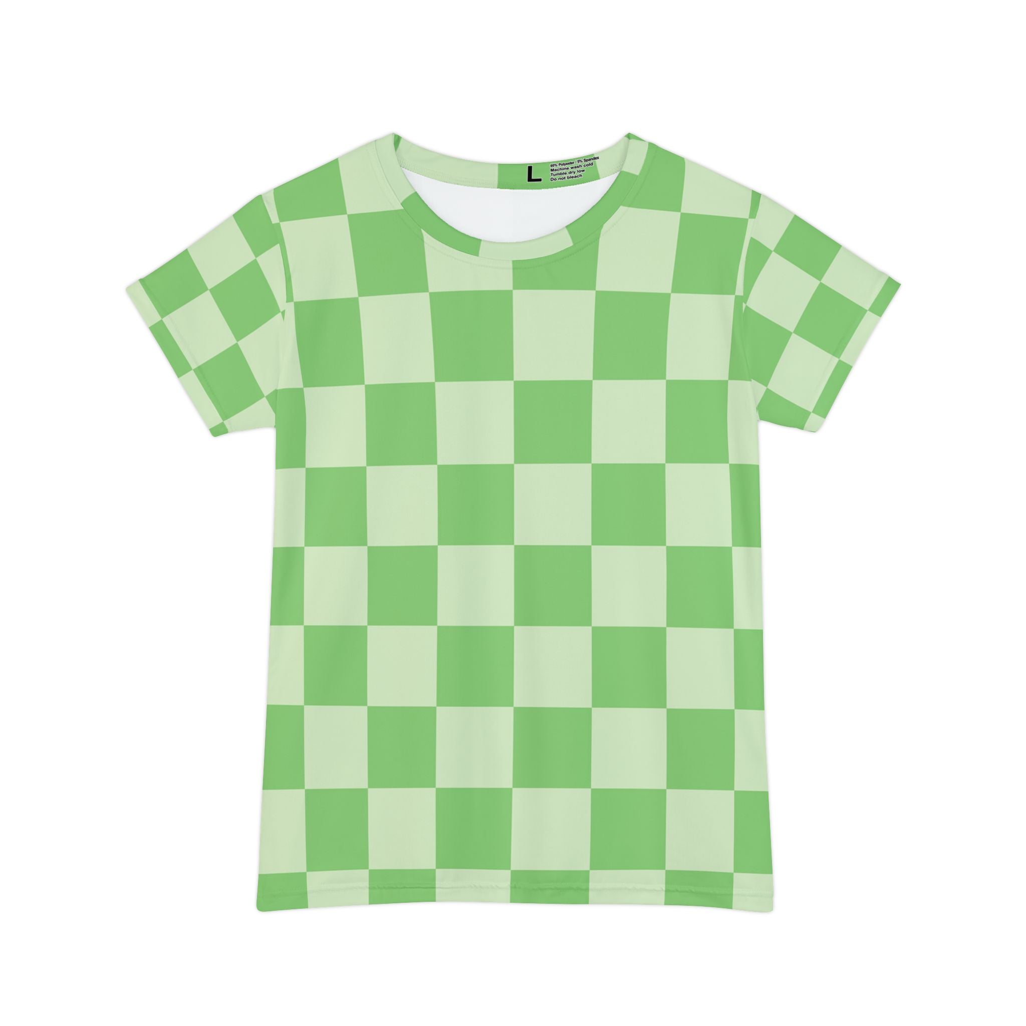 Checkerboard Green Women's Short Sleeve Shirt (AOP), Artsulli - Art is Long, Life is Short, All Over Prints, Size, XS, , , , , 12635919903475220243