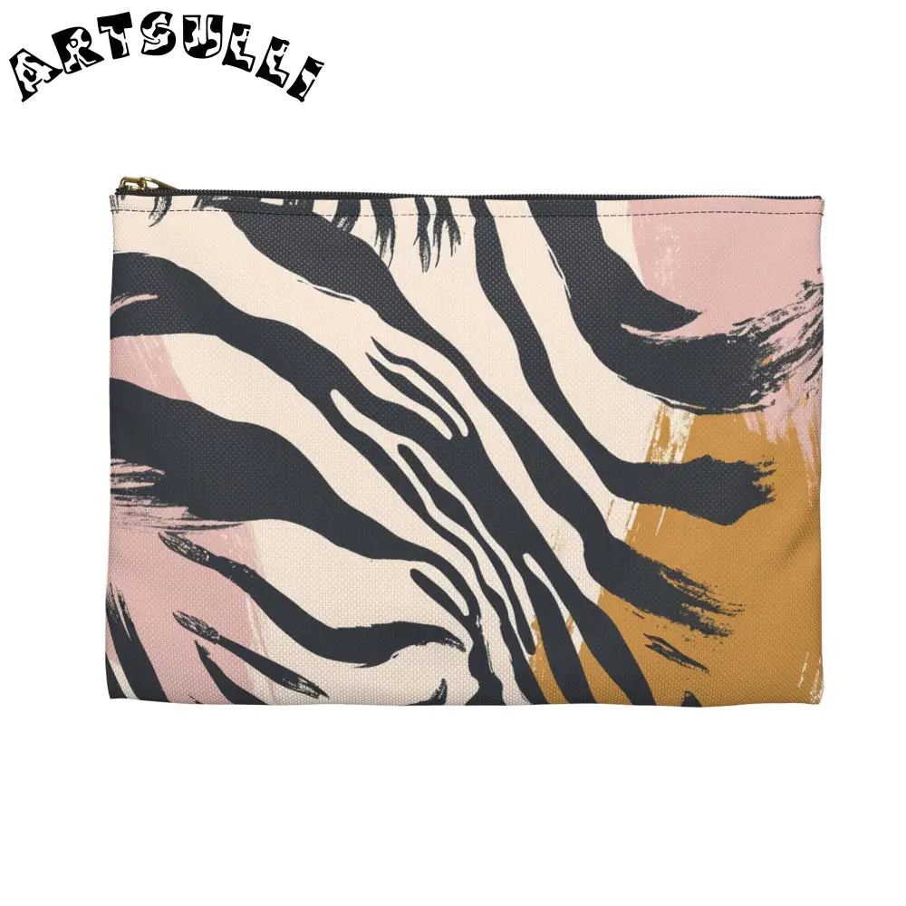 JAKKOUTTHEBXX Abstract Zebra Art Printed Clutch Bag Black Beige Pink