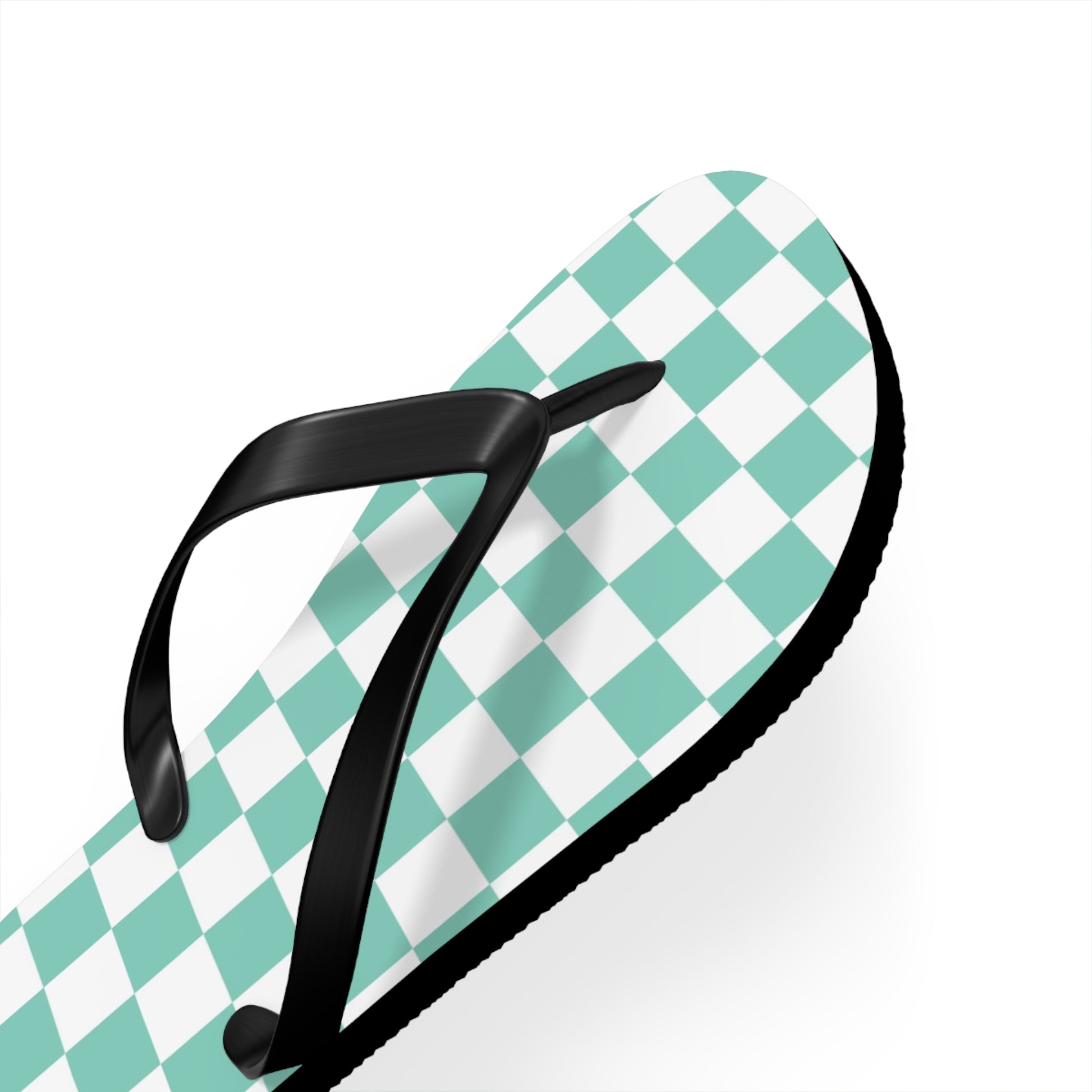 Checkerboard Light Green Flip Flops, Artsulli - Art is Long, Life is Short, Shoes, , , , , , , 