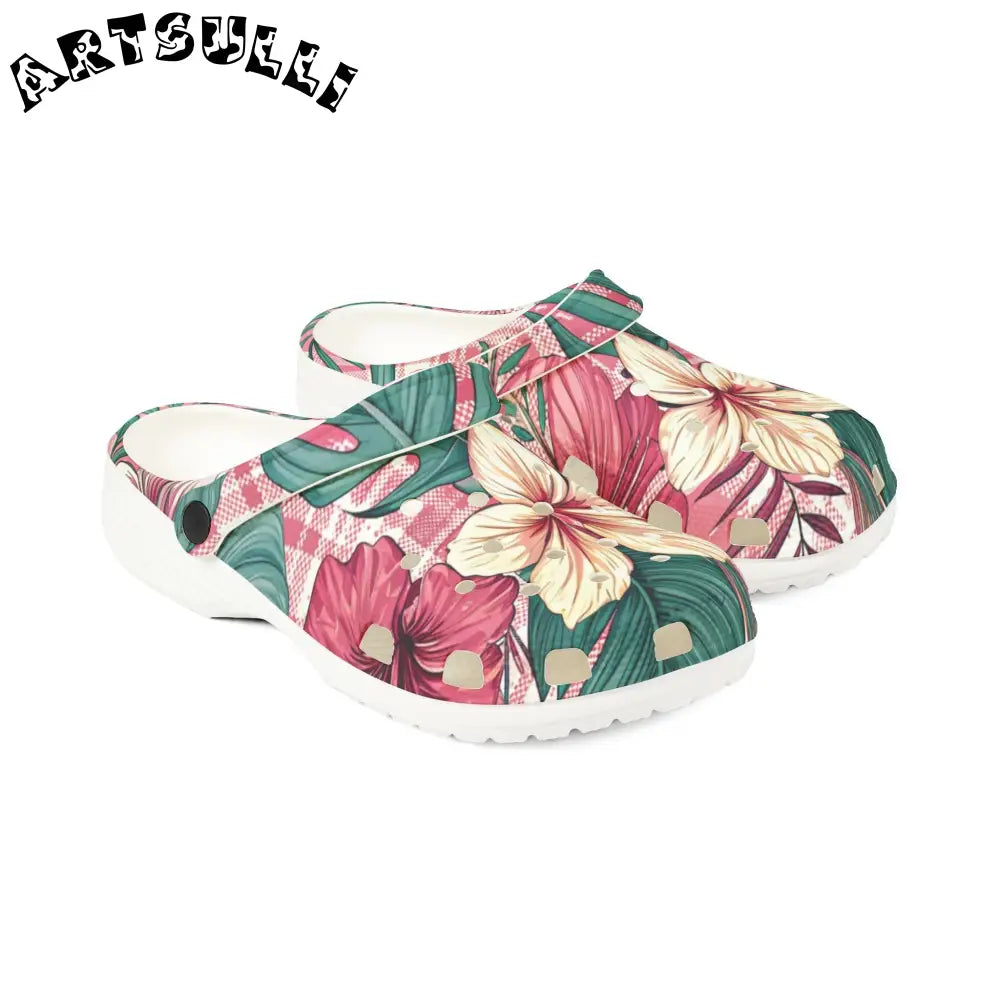 JAKKOUTTHEBXX Plaid x Floral Burgundy and Green EVA Foam Rubber