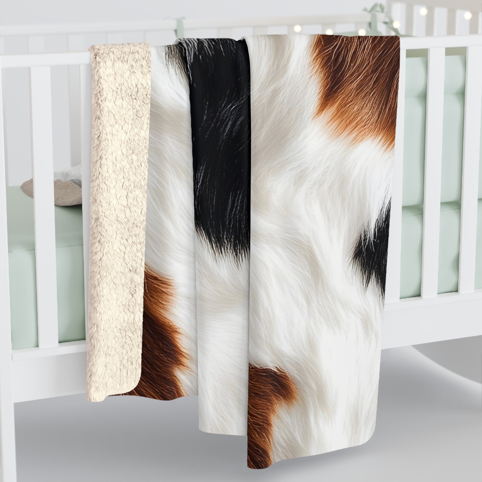Surreal Cow Skin Sherpa Fleece Blanket, Artsulli - Art is Long, Life is Short, Home Decor, , , , , , , 