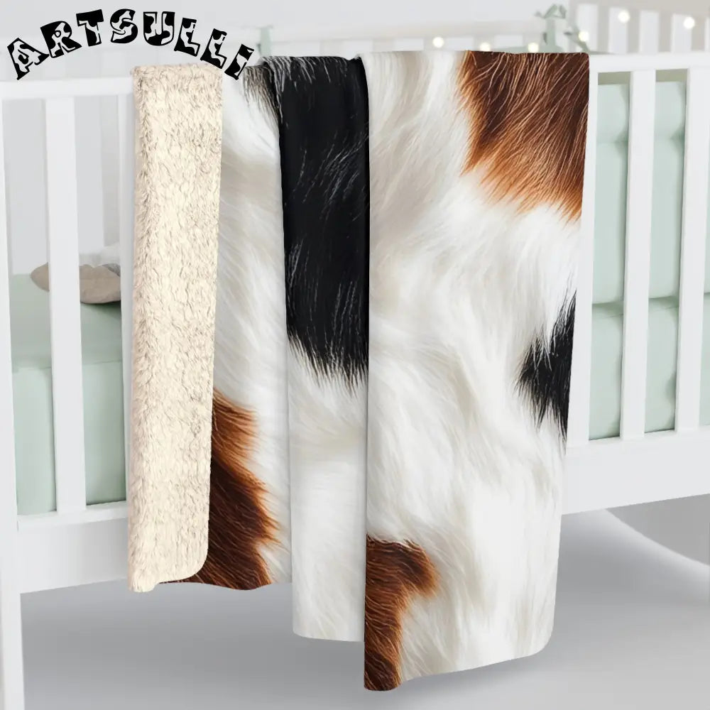 JAKKOUTTHEBXX Surreal Cow Skin Sherpa Fleece Blanket JAKKOUTTHEBXX