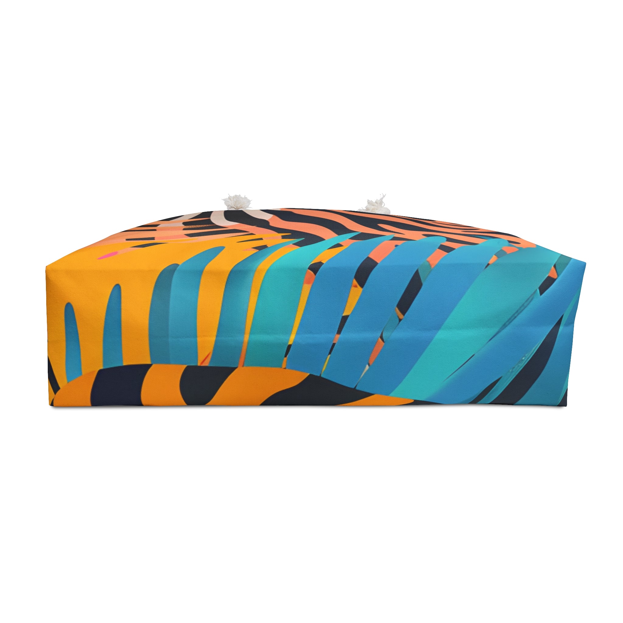 Palm Leaves x Zebra Stripes x Tiger Stripes Orange and Blue  Weekender Bag, Artsulli - Art is Long, Life is Short, Bags, , , , , , , 