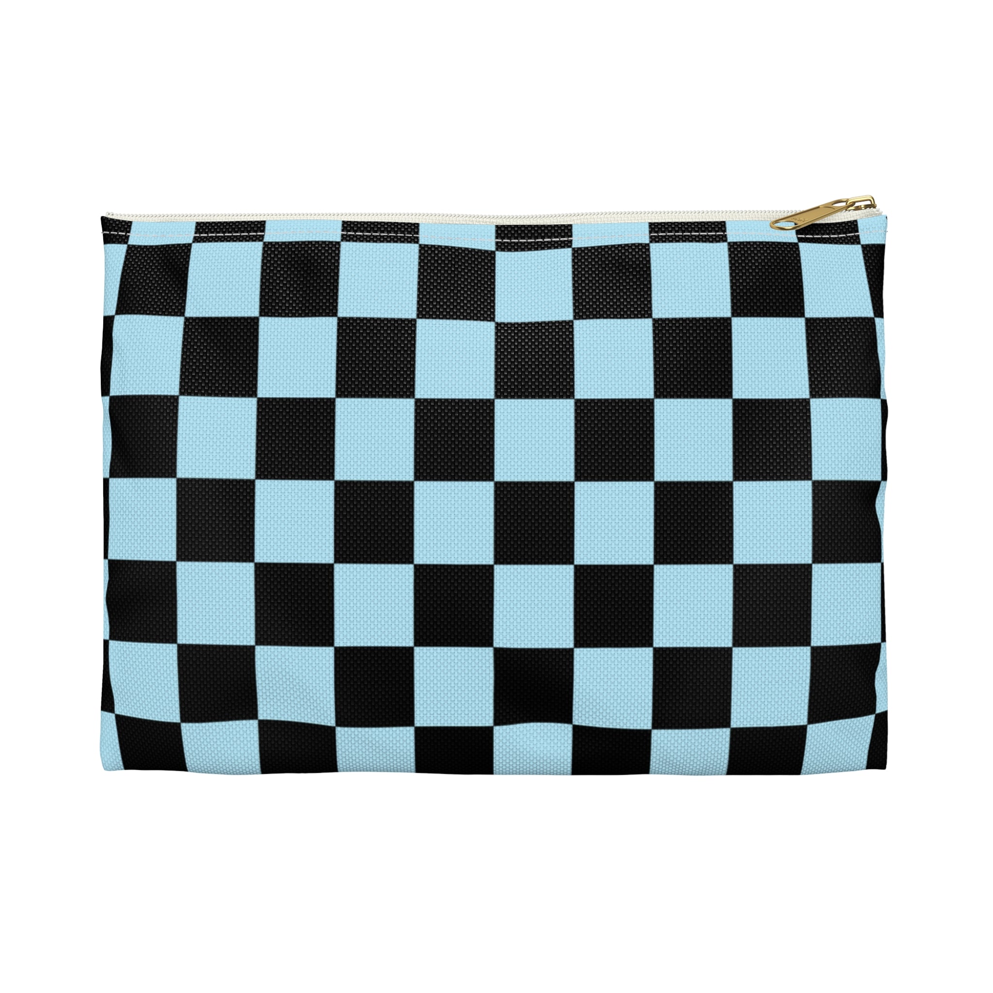 Checkerboard Black and Blue Accessory Pouch, Artsulli - Art is Long, Life is Short, Bags, Size, Small, Color, White zipper, , , 56220170571761417316