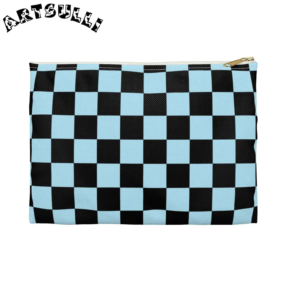 JAKKOUTTHEBXX Checkerboard Black and Blue Accessory Pouch