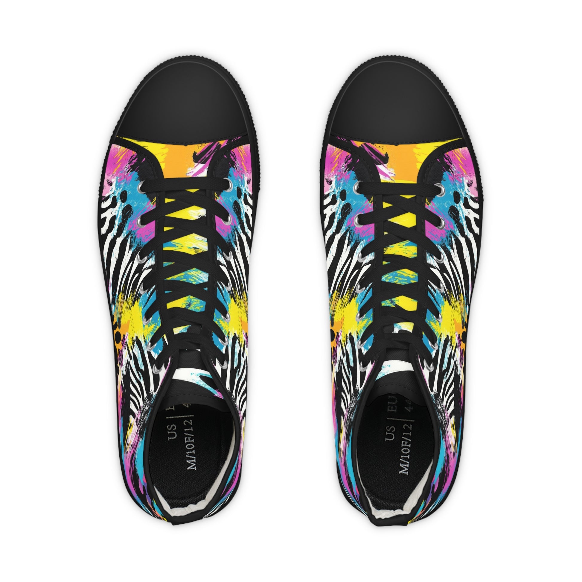 Zebra Stripes x Leopard Print x Paint Splatter Multi-Color Men's High Top Sneakers, Artsulli - Art is Long, Life is Short, Shoes, , , , , , , 