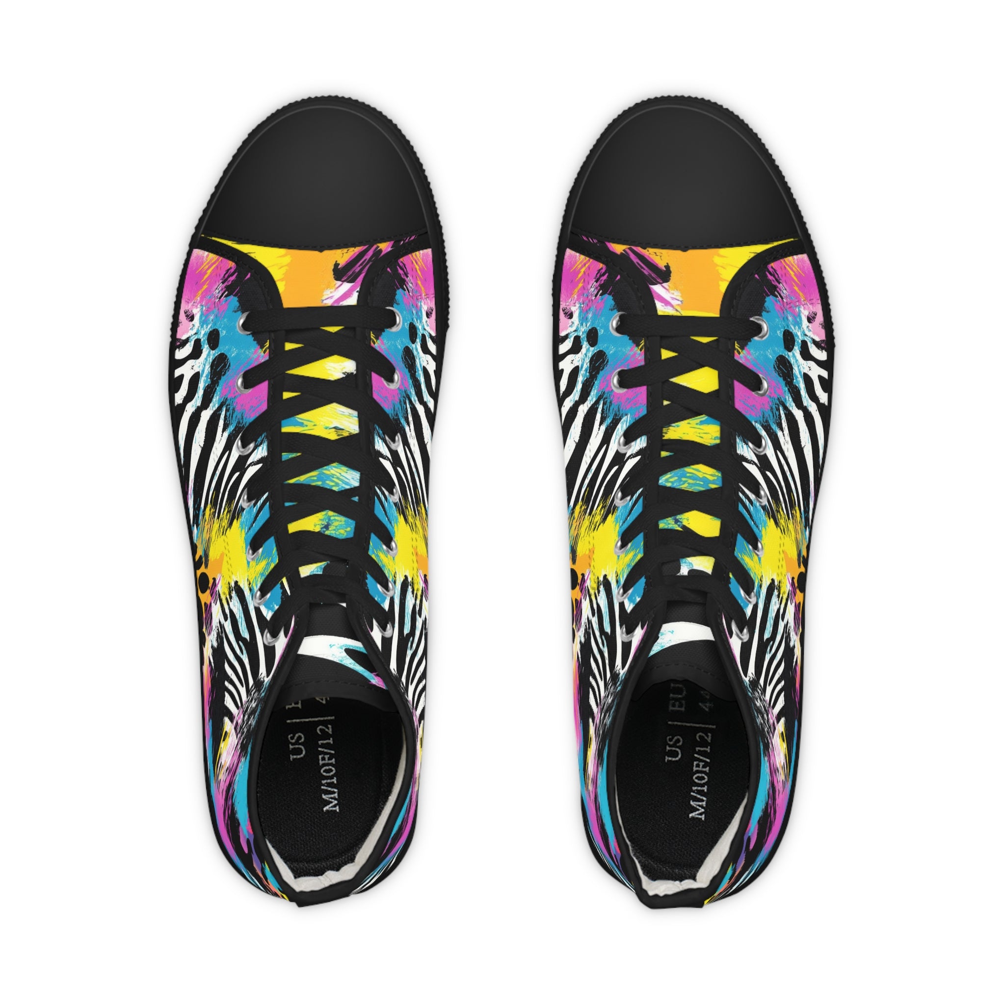 Zebra Stripes x Leopard Print x Paint Splatter Multi-Color Men's High Top Sneakers, Artsulli - Art is Long, Life is Short, Shoes, , , , , , , 