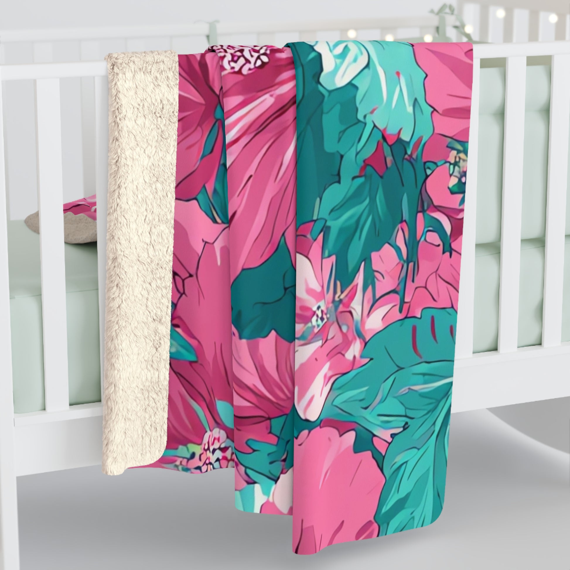 Flowerpunk Aloha Sherpa Fleece Blanket, Artsulli - Art is Long, Life is Short, Home Decor, , , , , , , 
