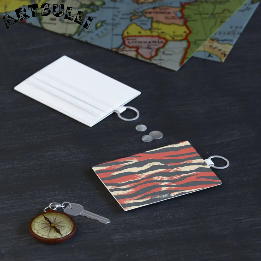 JAKKOUTTHEBXX Capricious Tiger Wave Saffiano Leather Card Holder