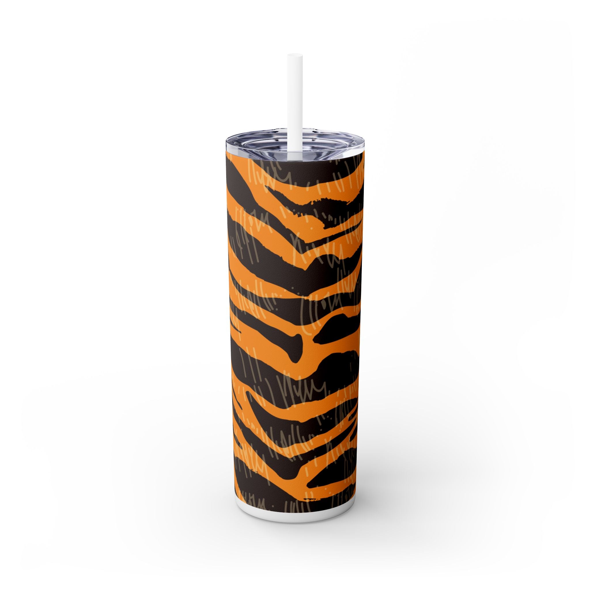 Tiger Scratches Orange & Black Skinny Tumbler with Straw, 20oz, Artsulli - Art is Long, Life is Short, Mug, Finish, Glossy, Color, White, Size, 20oz, 13045016331489