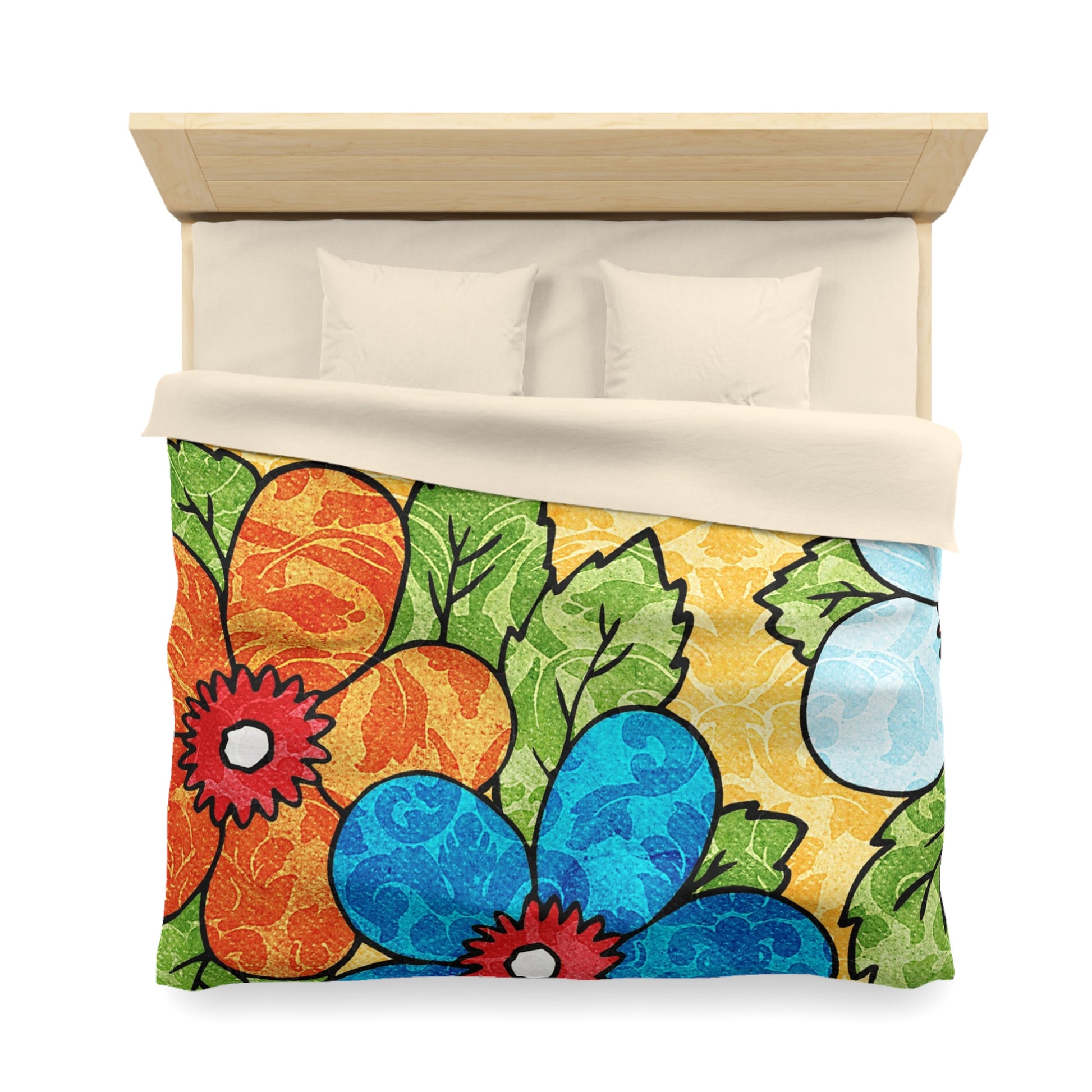 Groovy Yellow Floral Kl Microfiber Duvet Cover, Artsulli - Art is Long, Life is Short, Home Decor, , , , , , , 