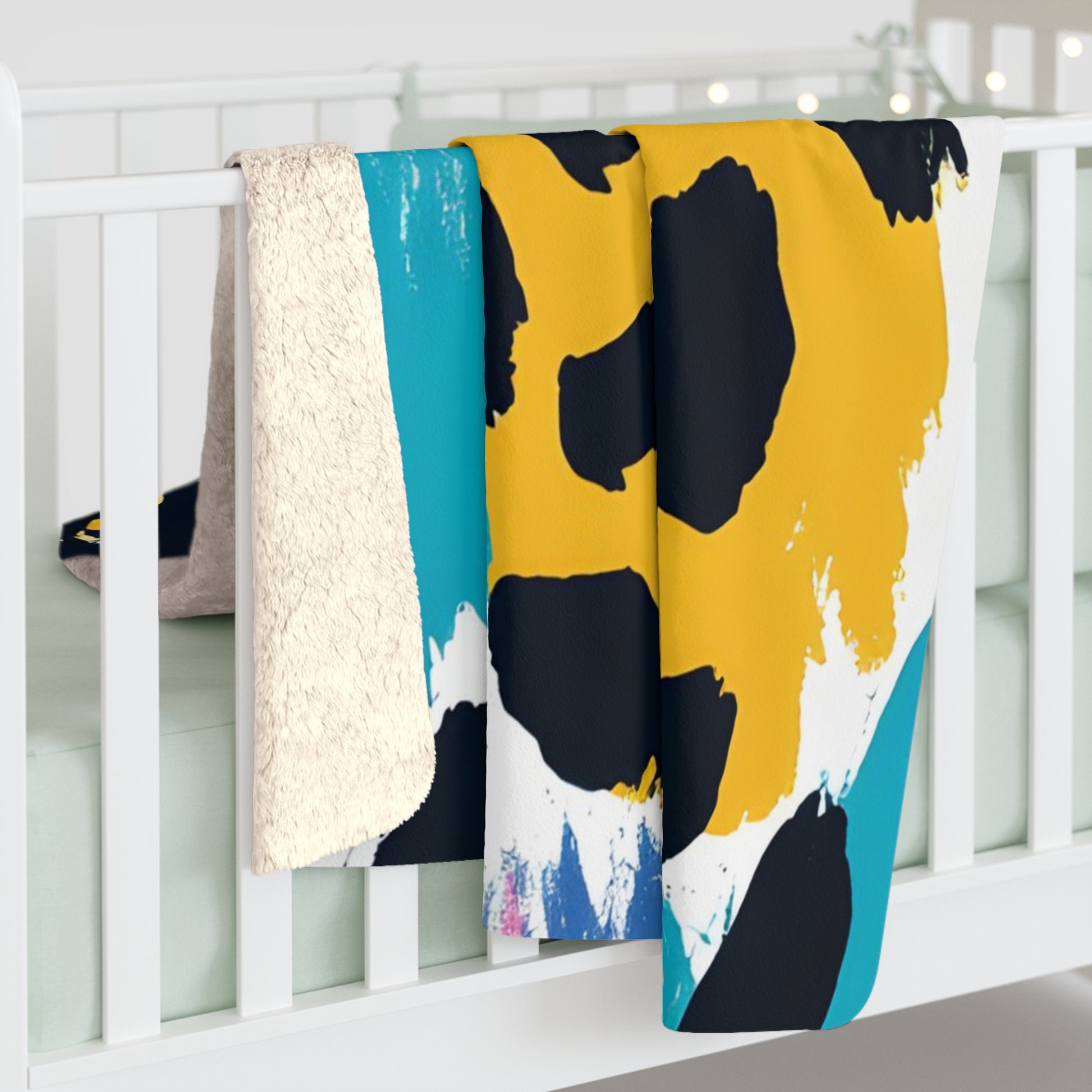 Leopard Print x Paint Brush Strokes Multi-Color Sherpa Fleece Blanket, Artsulli - Art is Long, Life is Short, Home Decor, , , , , , , 