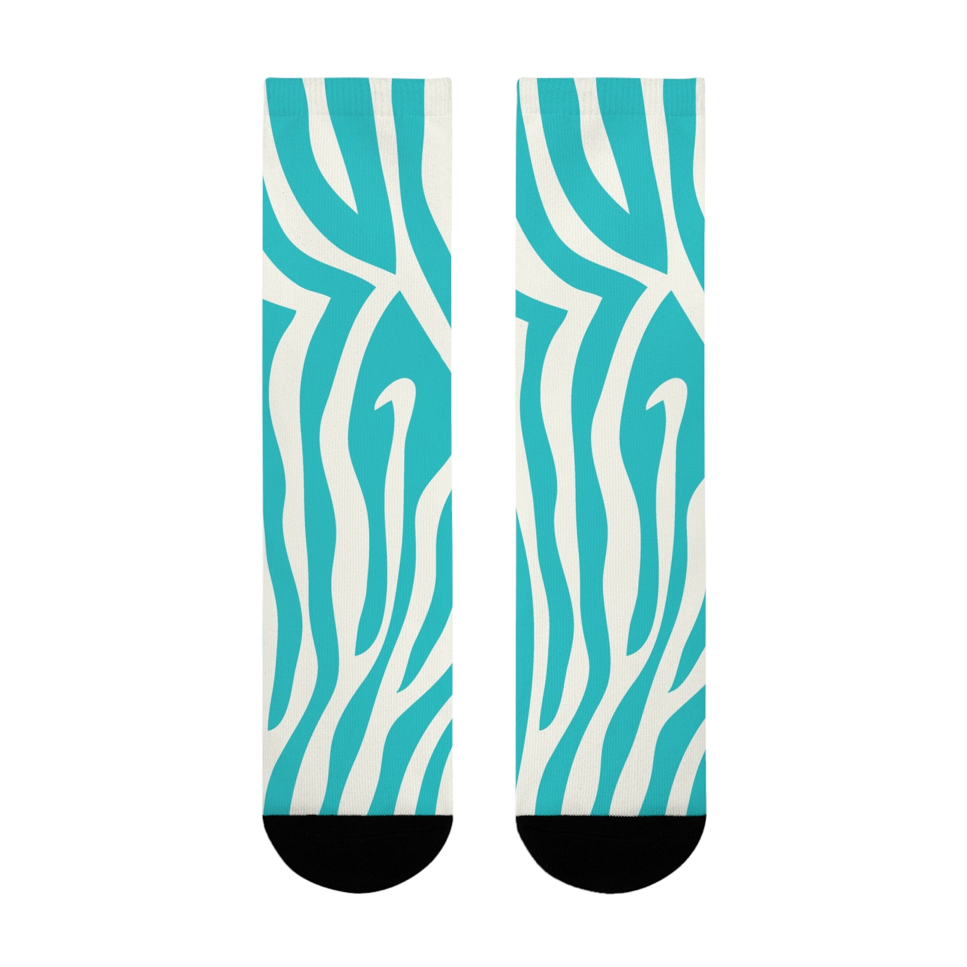Melting Zebra Stripes Turquoise and White Sublimation Crew Socks (EU), Artsulli - Art is Long, Life is Short, All Over Prints, , , , , , , 