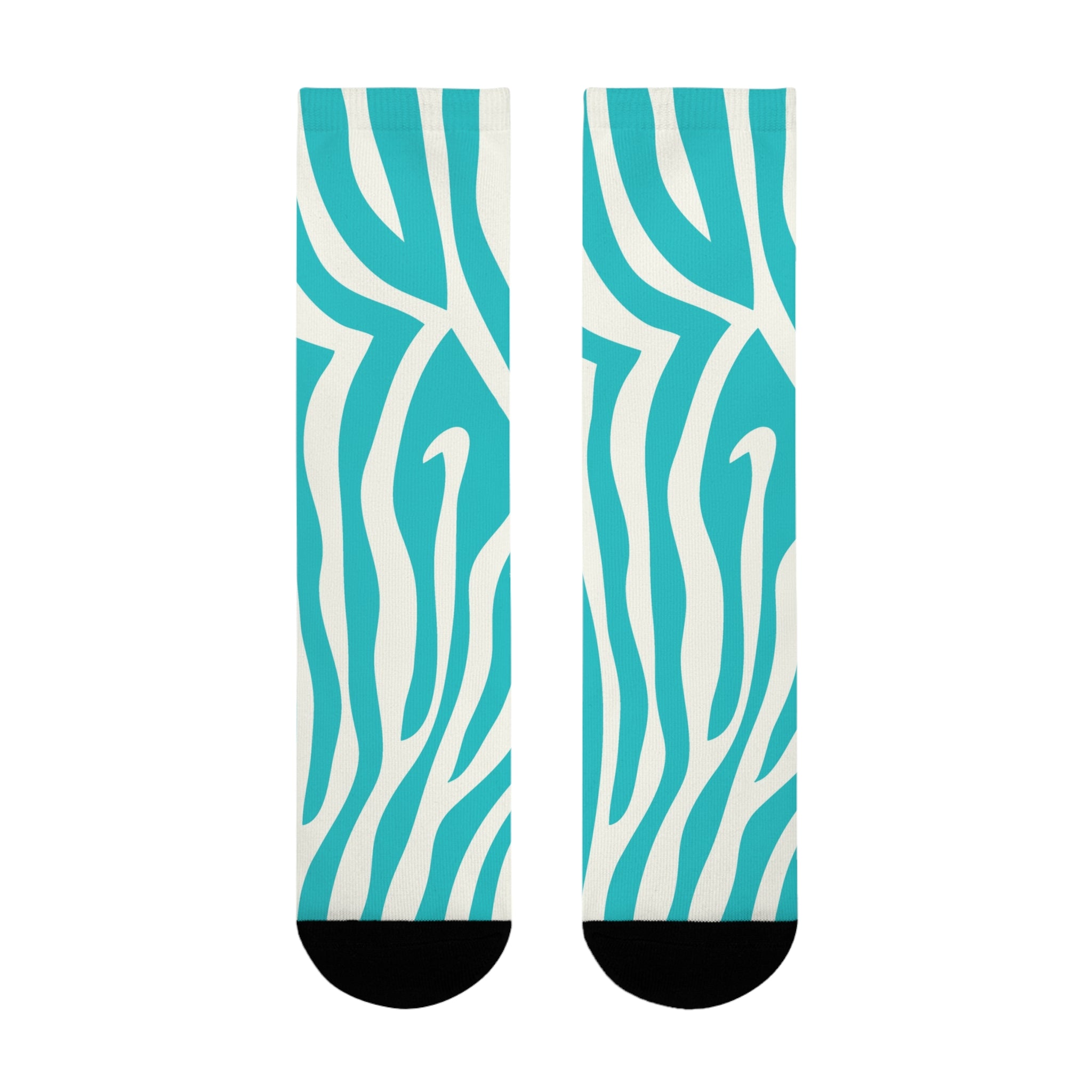 Melting Zebra Stripes Turquoise and White Sublimation Crew Socks (EU), Artsulli - Art is Long, Life is Short, All Over Prints, , , , , , , 
