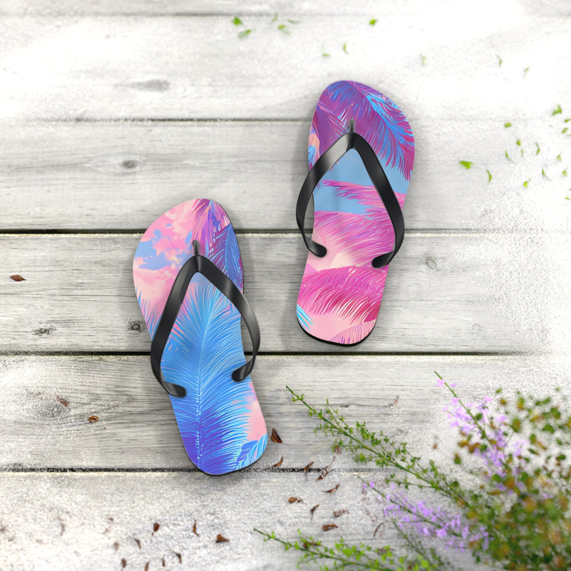 Ethereal Pastel Palms Flip Flops, Artsulli - Art is Long, Life is Short, Shoes, , , , , , , 