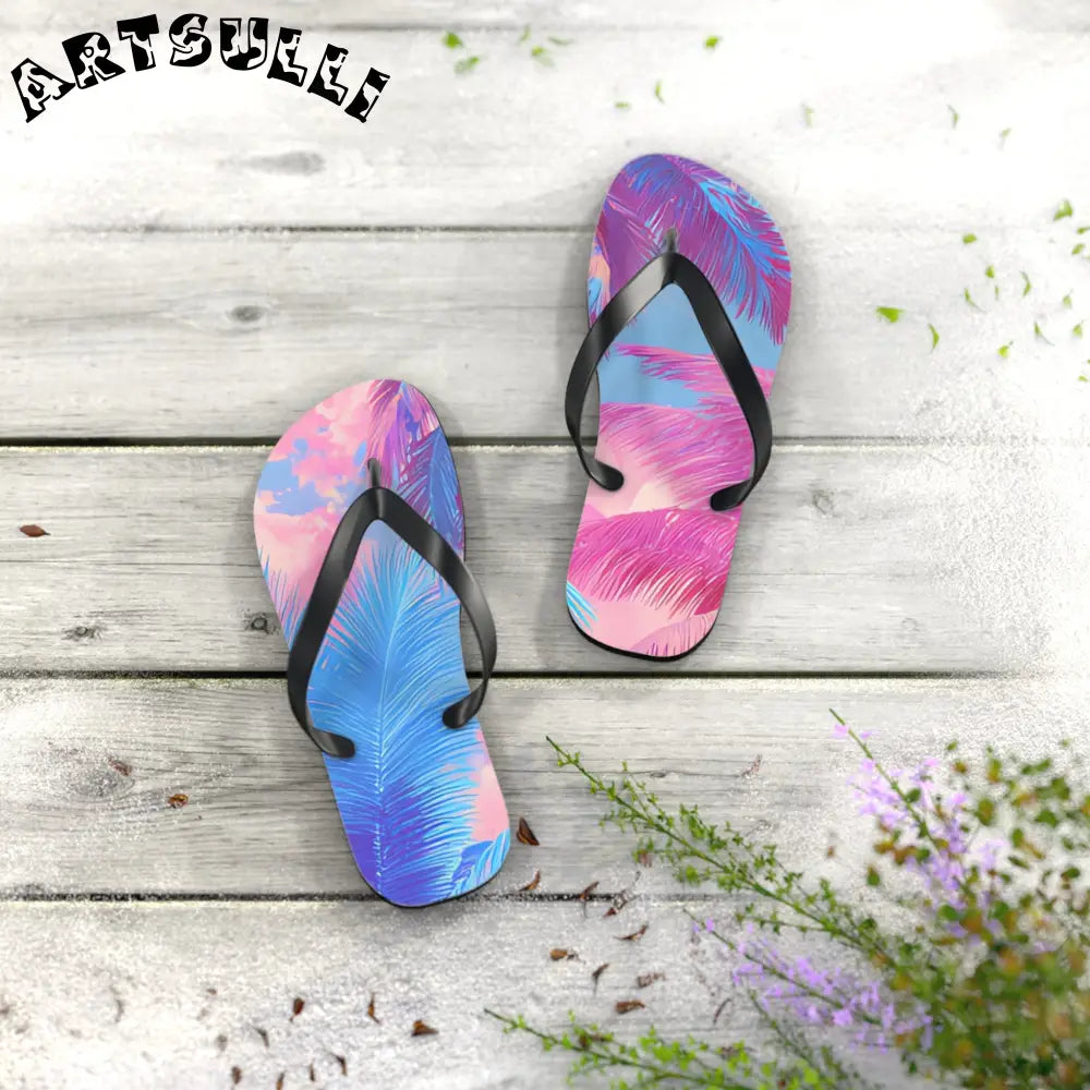 JAKKOUTTHEBXX Ethereal Pastel Palms Flip Flops JAKKOUTTHEBXX