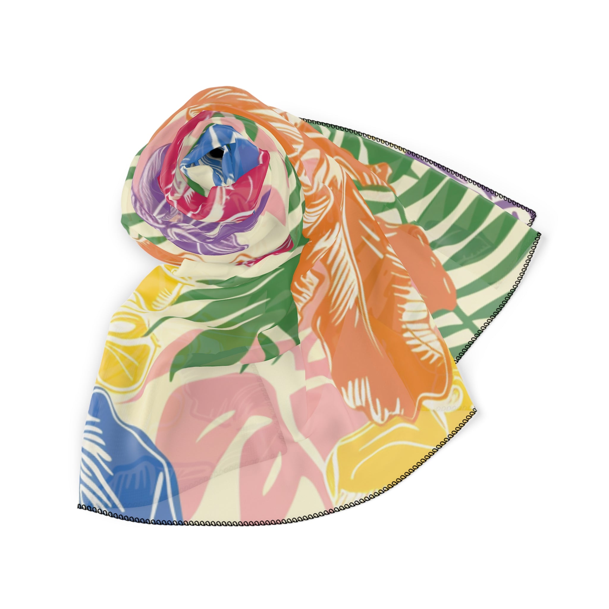 Blooming Tropical Flowers Poly Scarf, Artsulli - Art is Long, Life is Short, Accessories, , , , , , , 