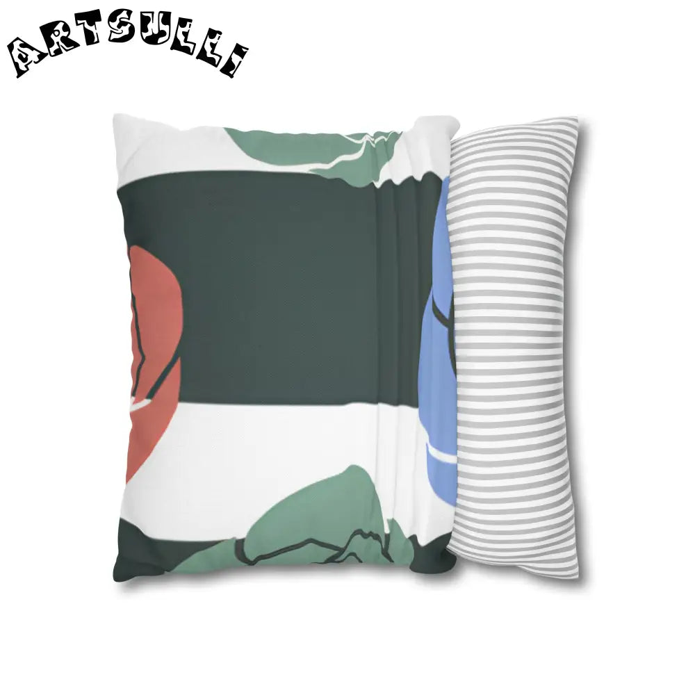 JAKKOUTTHEBXX Striped Rose Garden Spun Polyester Square Pillowcase