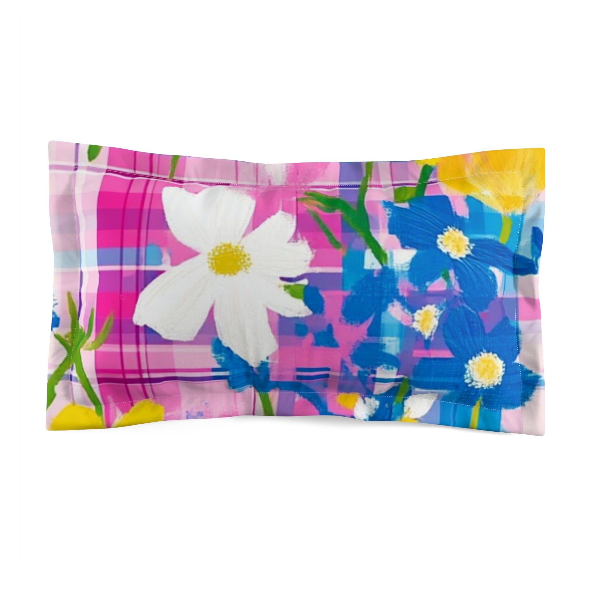 Plaid Garden Pink and Purple Microfiber Pillow Sham, Artsulli - Art is Long, Life is Short, Home Decor, Size, King, , , , , 92236857951441