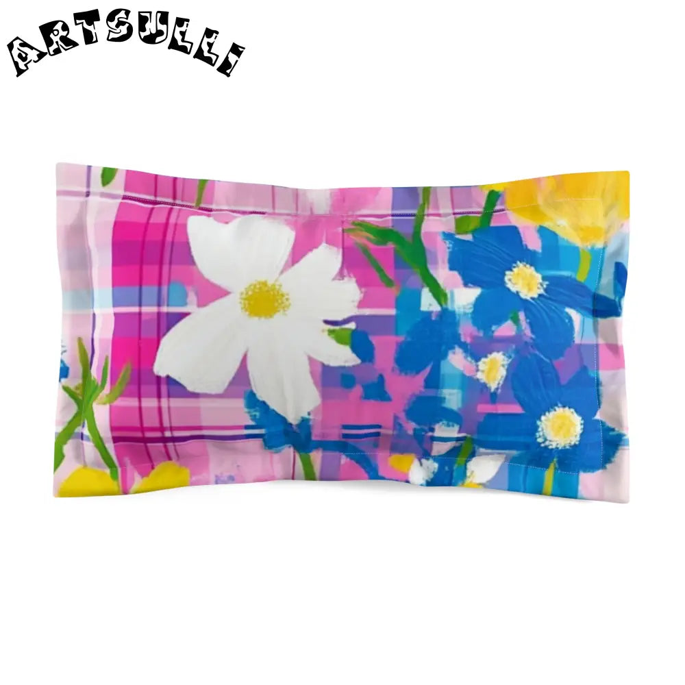 JAKKOUTTHEBXX Plaid Garden Pink and Purple Microfiber Pillow Sham