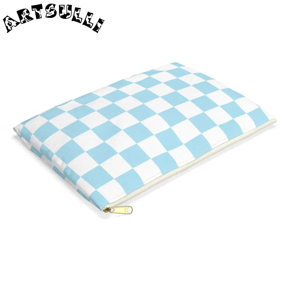 JAKKOUTTHEBXX Checkerboard Sky Blue Accessory Pouch JAKKOUTTHEBXX