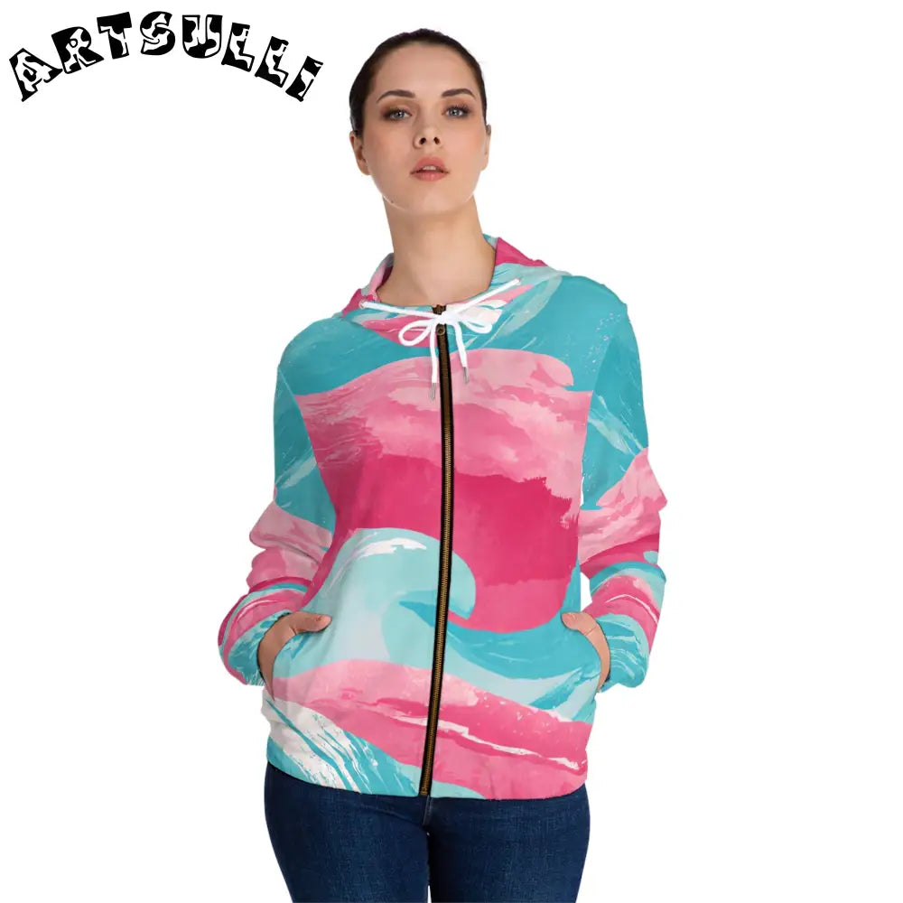 JAKKOUTTHEBXX The Great Pastelwave Pink and Blue Women’s Full-Zip