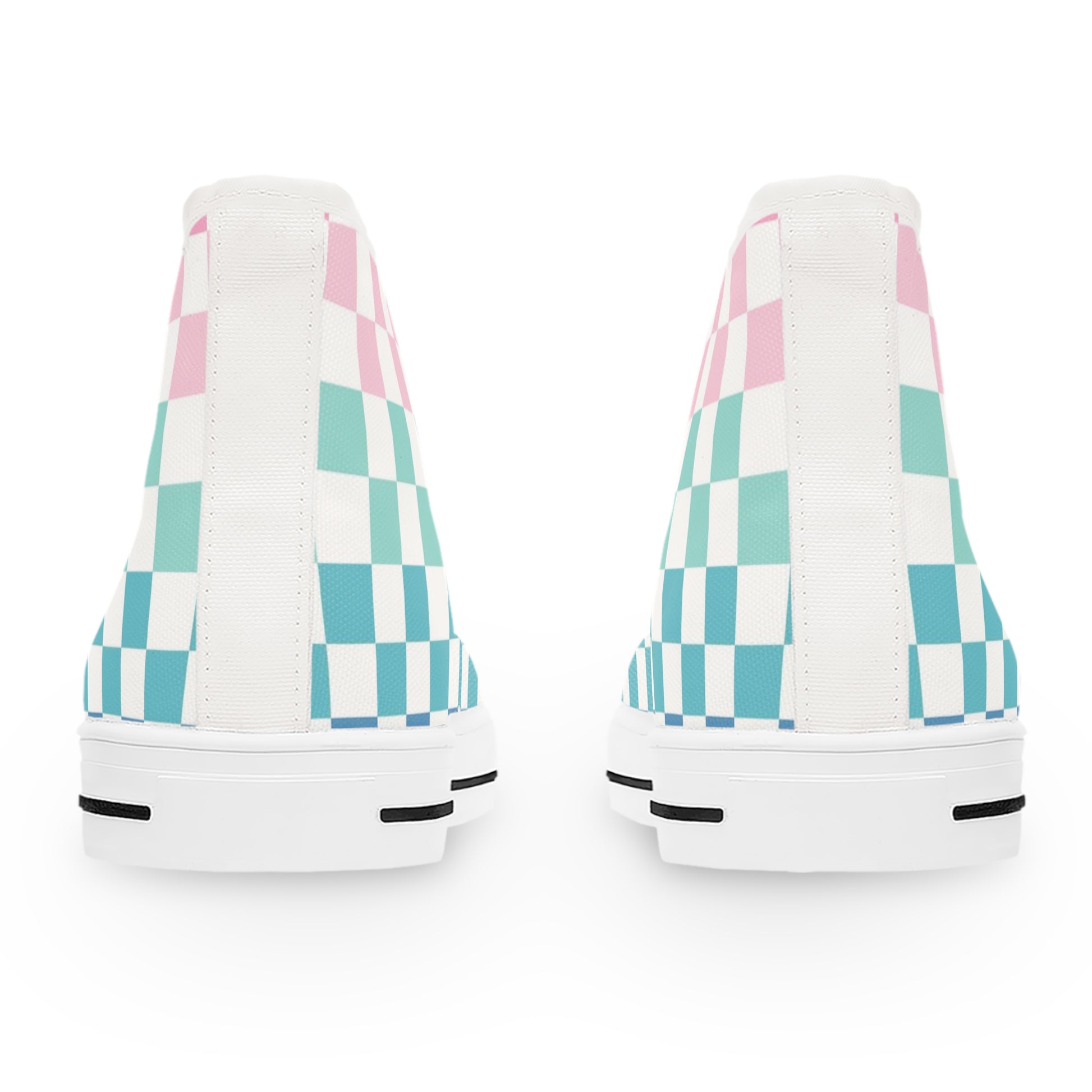 Vaporwave Rainbow  Checkerboard Multi-Color Women's High Top Sneakers, Artsulli - Art is Long, Life is Short, Shoes, , , , , , , 