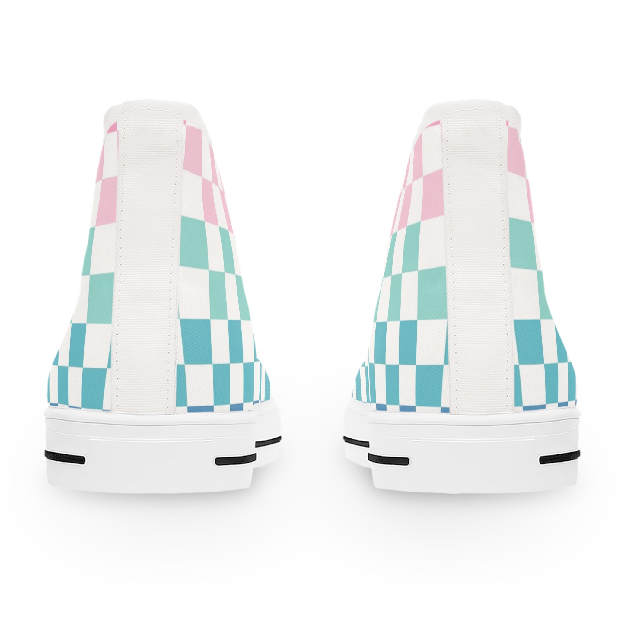 Vaporwave Rainbow  Checkerboard Multi-Color Women's High Top Sneakers, Artsulli - Art is Long, Life is Short, Shoes, , , , , , , 