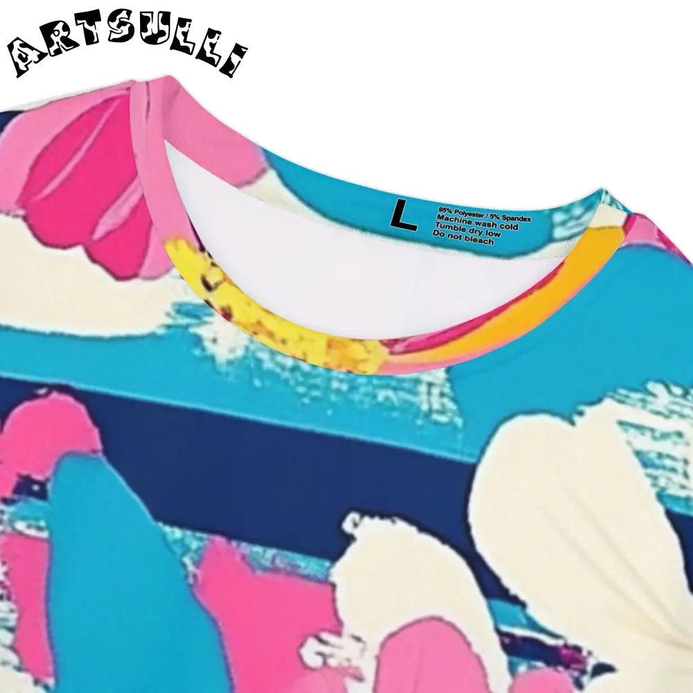 JAKKOUTTHEBXX Dayglo Floral Stripes Women’s Short Sleeve Shirt (AOP)