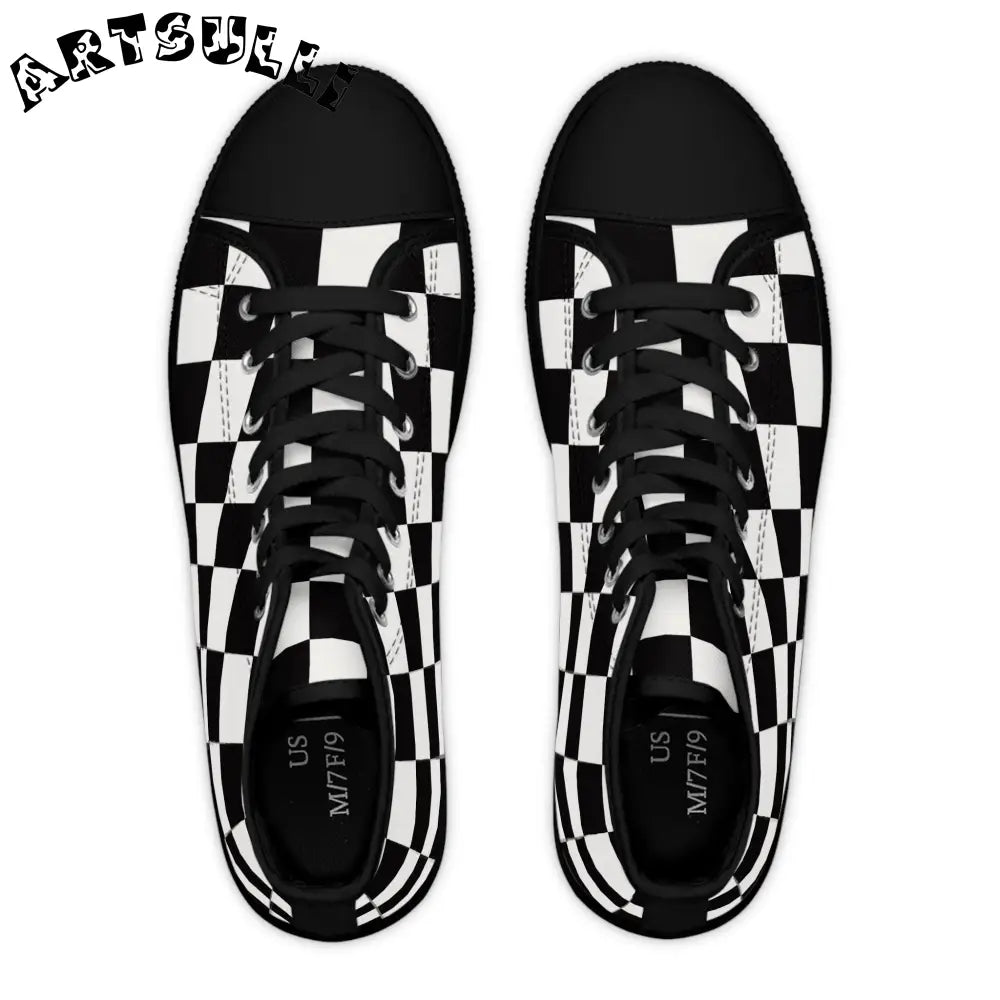 JAKKOUTTHEBXX Checkerboard Black and White Women’s High Top Sneakers
