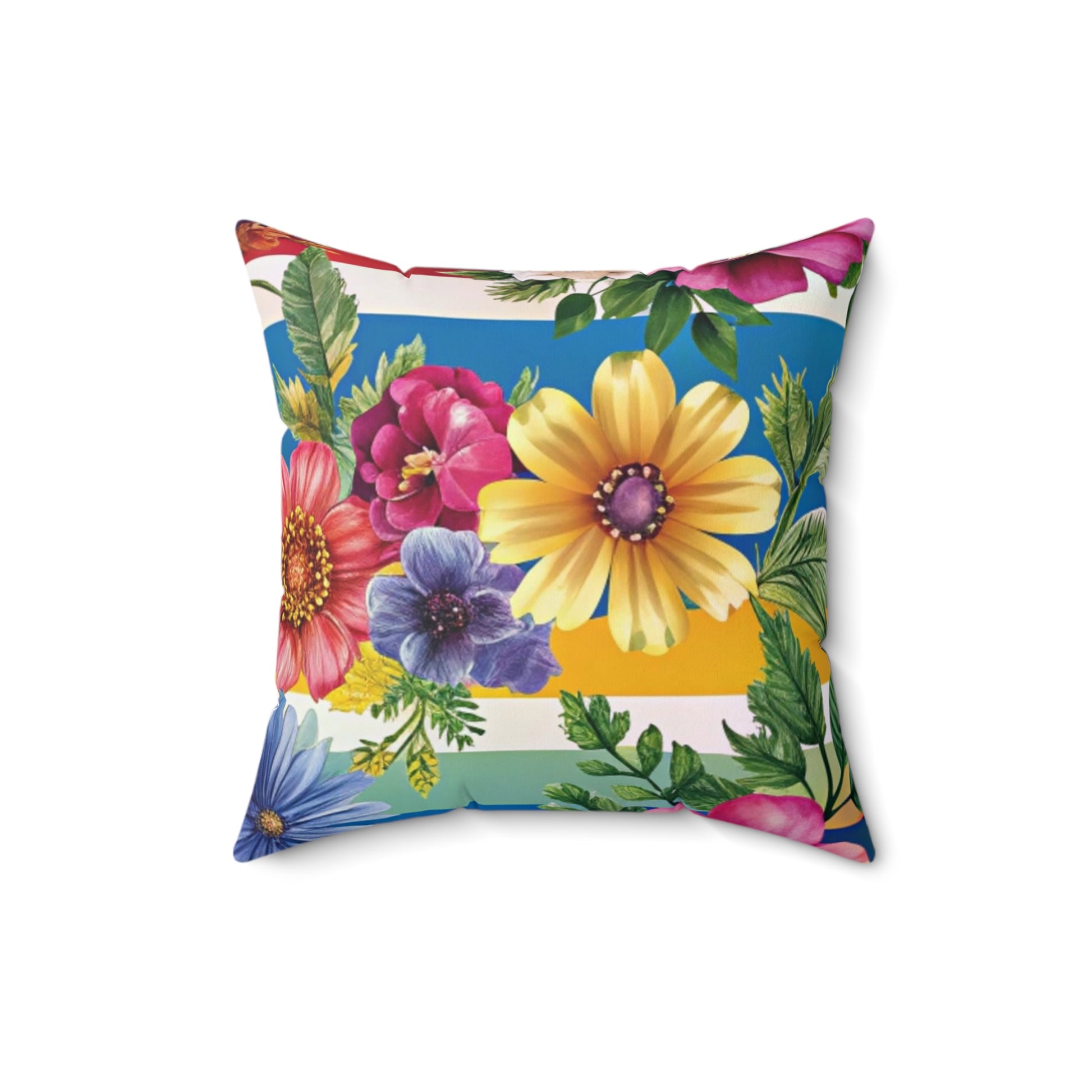 Floral Stripe 4K Spun Polyester Square Pillow, Artsulli - Art is Long, Life is Short, Home Decor, , , , , , , 