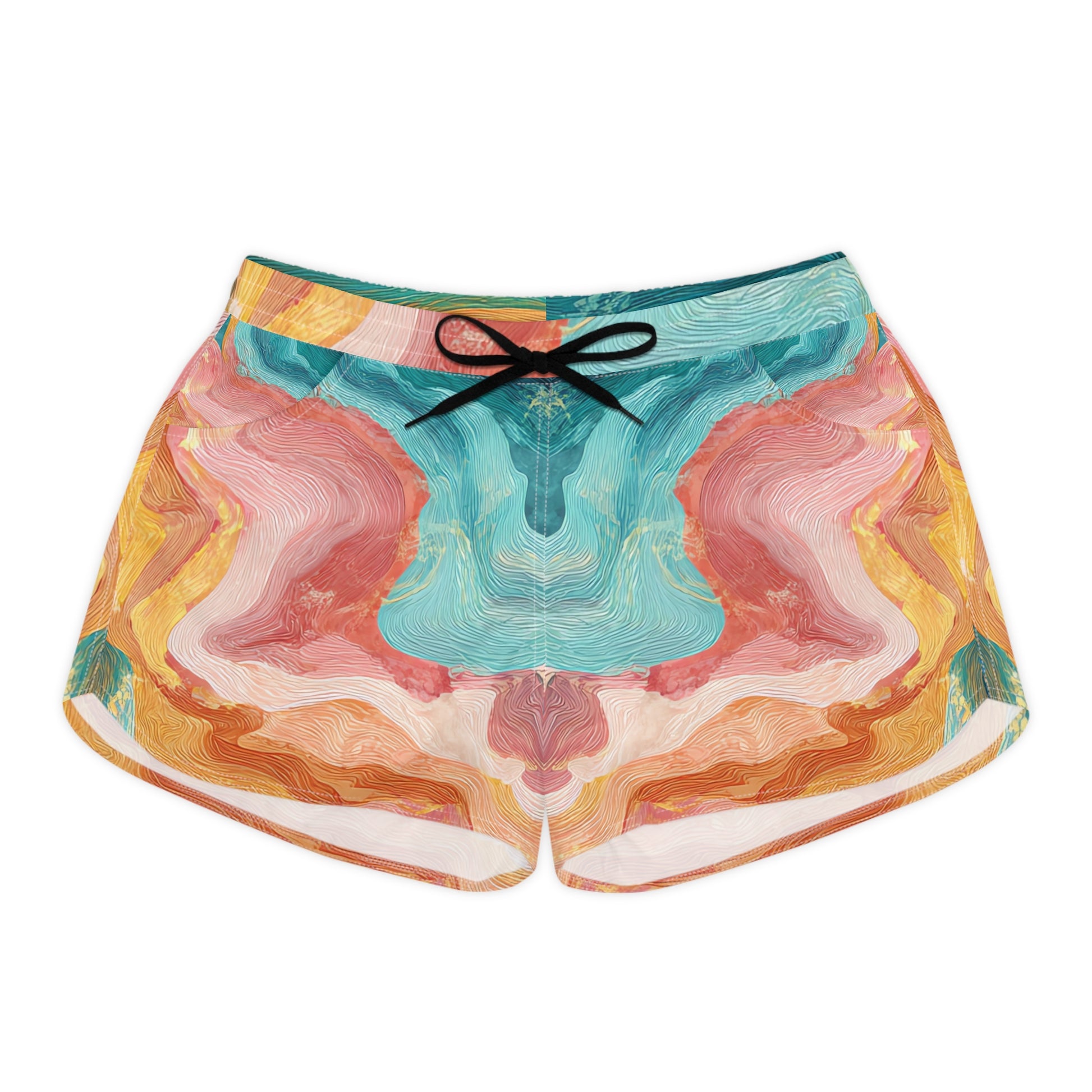Liquid Marble Spill Women's Casual Shorts (AOP), Artsulli - Art is Long, Life is Short, All Over Prints, Size, S, Color, Black drawstring, , , 27335637645778459429