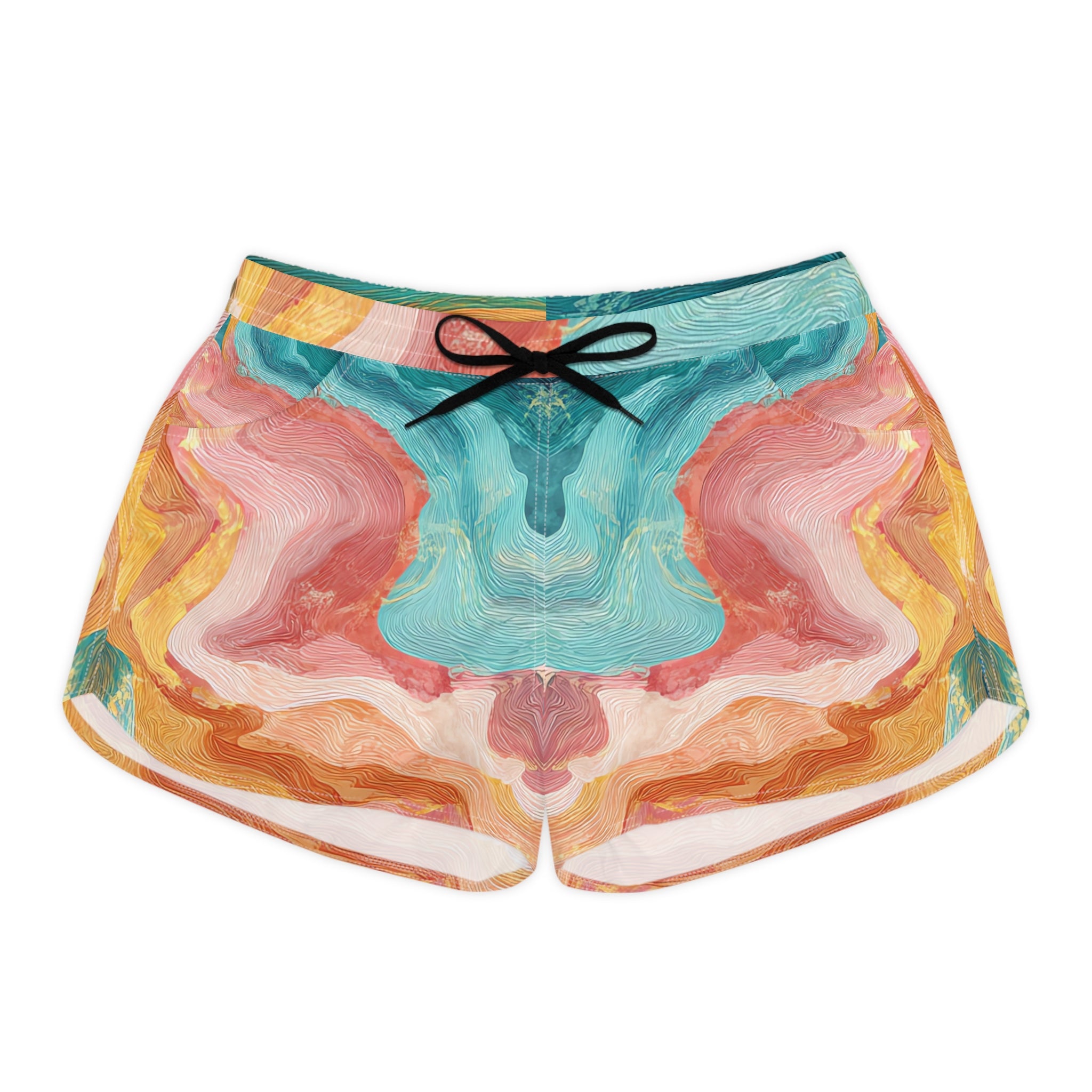 Liquid Marble Spill Women's Casual Shorts (AOP), Artsulli - Art is Long, Life is Short, All Over Prints, Size, S, Color, Black drawstring, , , 27335637645778459429