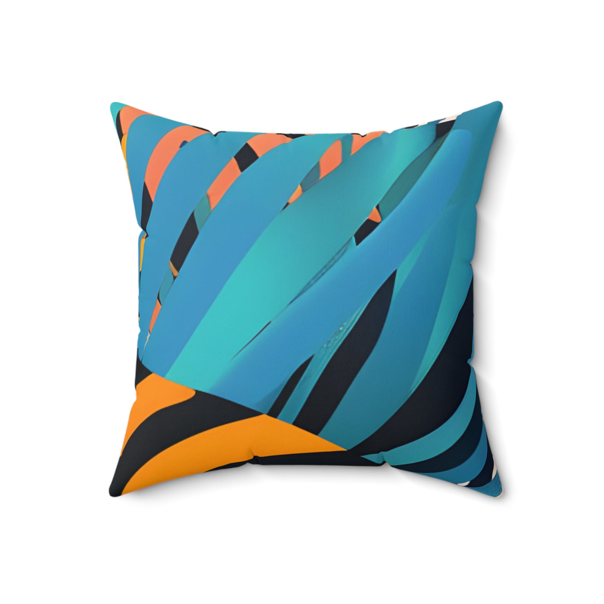 Palm Leaves x Tiger Stripes Orange and Blue Faux Suede Square Pillow, Artsulli - Art is Long, Life is Short, Home Decor, , , , , , , 