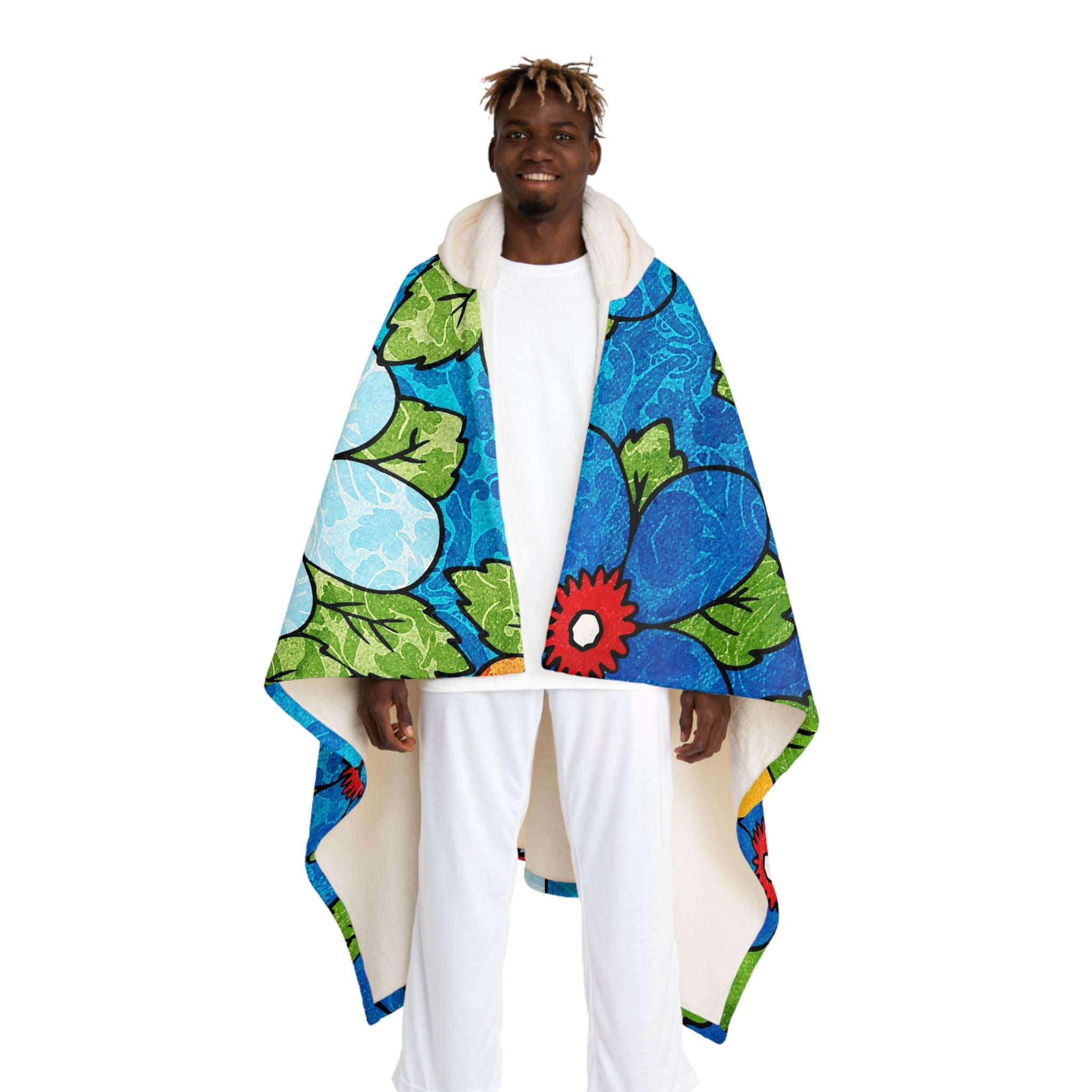Blue Orange Groovy II Hooded Sherpa Fleece Blanket, Artsulli - Art is Long, Life is Short, All Over Prints, Size, One size, Color, Cream, , , 18371508002992305247