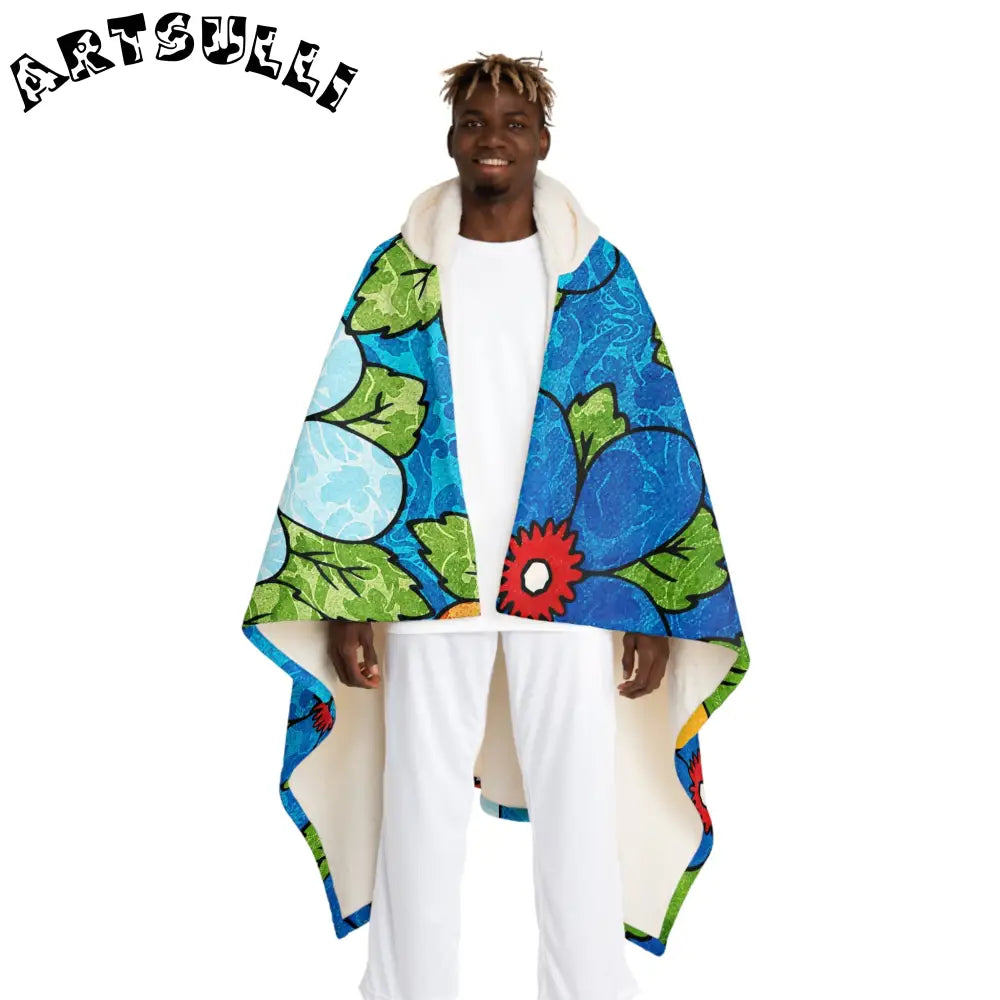 Blue Orange Groovy II Hooded Sherpa Fleece Blanket, Artsulli - Art is Long, Life is Short, All Over Prints, Size, One size, Color, Cream, , , 18371508002992305247