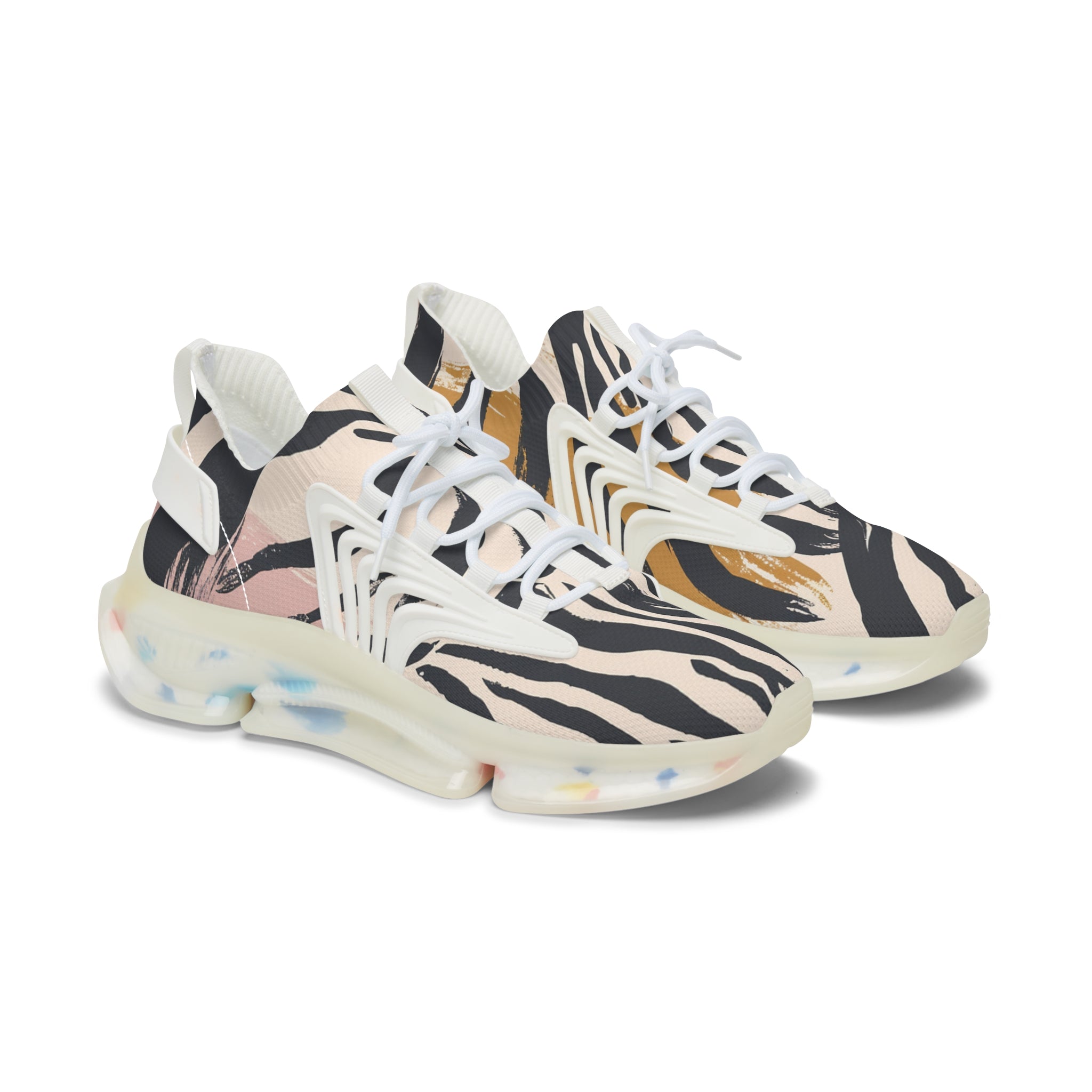 Beige Zebra Jungle Flats Women's Mesh Sneakers, Artsulli - Art is Long, Life is Short, Shoes, Color, White sole, Size, US 5.5, , , 90655443092300