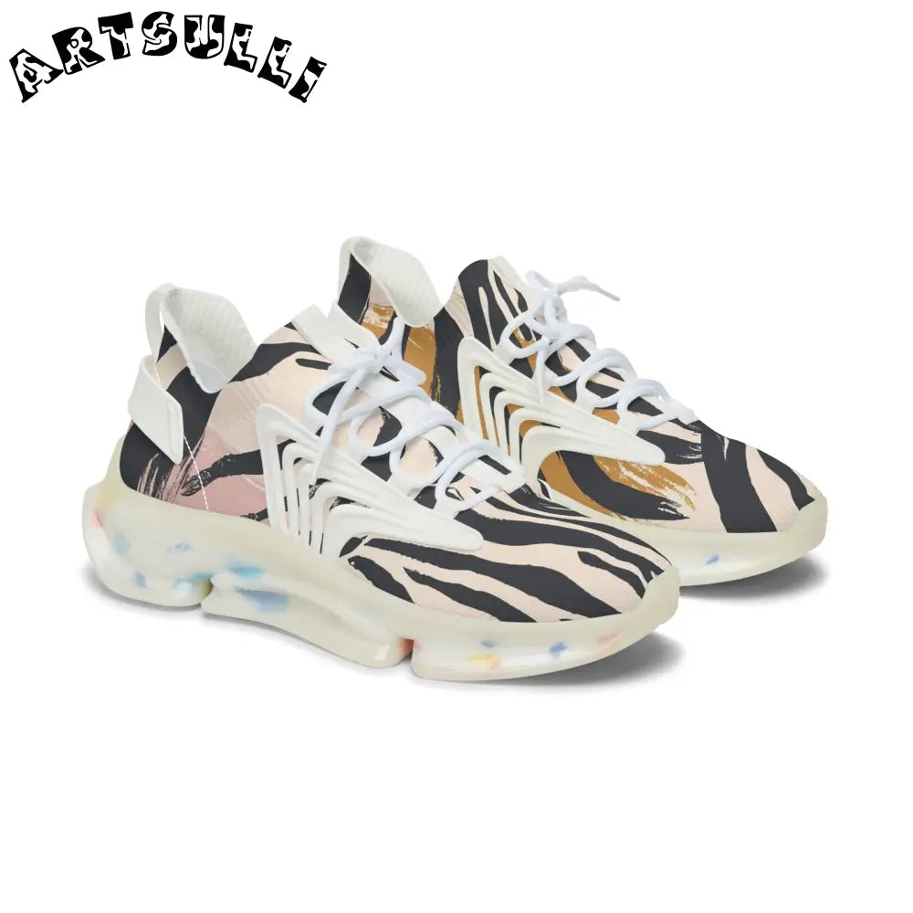 JAKKOUTTHEBXX Zebra Print Mesh Sneakers with Clear Speckled Sole