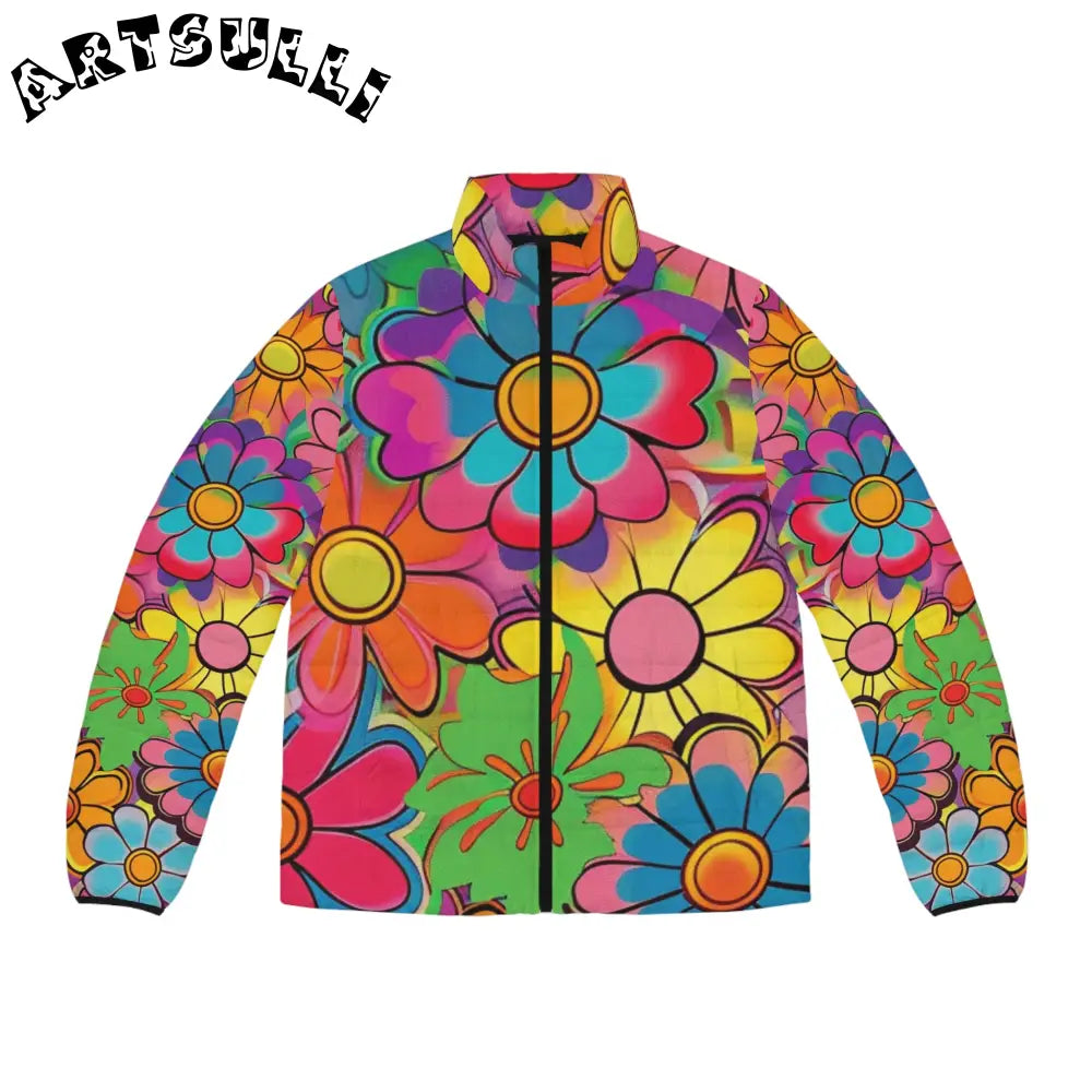 JAKKOUTTHEBXX Chromatic Daisy Dream Men’s Puffer Jacket (AOP)