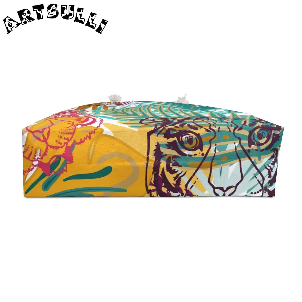 JAKKOUTTHEBXX Tropical Jungle Tigers Brown and Green Weekender Bag