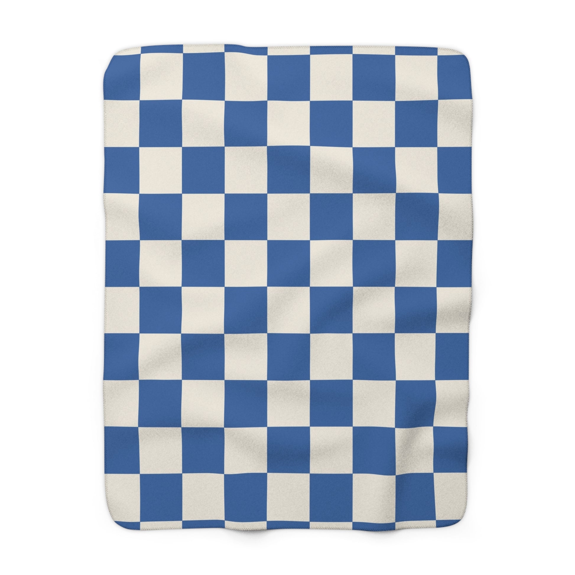Checkerboard Blue Sherpa Fleece Blanket, Artsulli - Art is Long, Life is Short, Home Decor, Size, 50" × 60", , , , , 29675289315769859007
