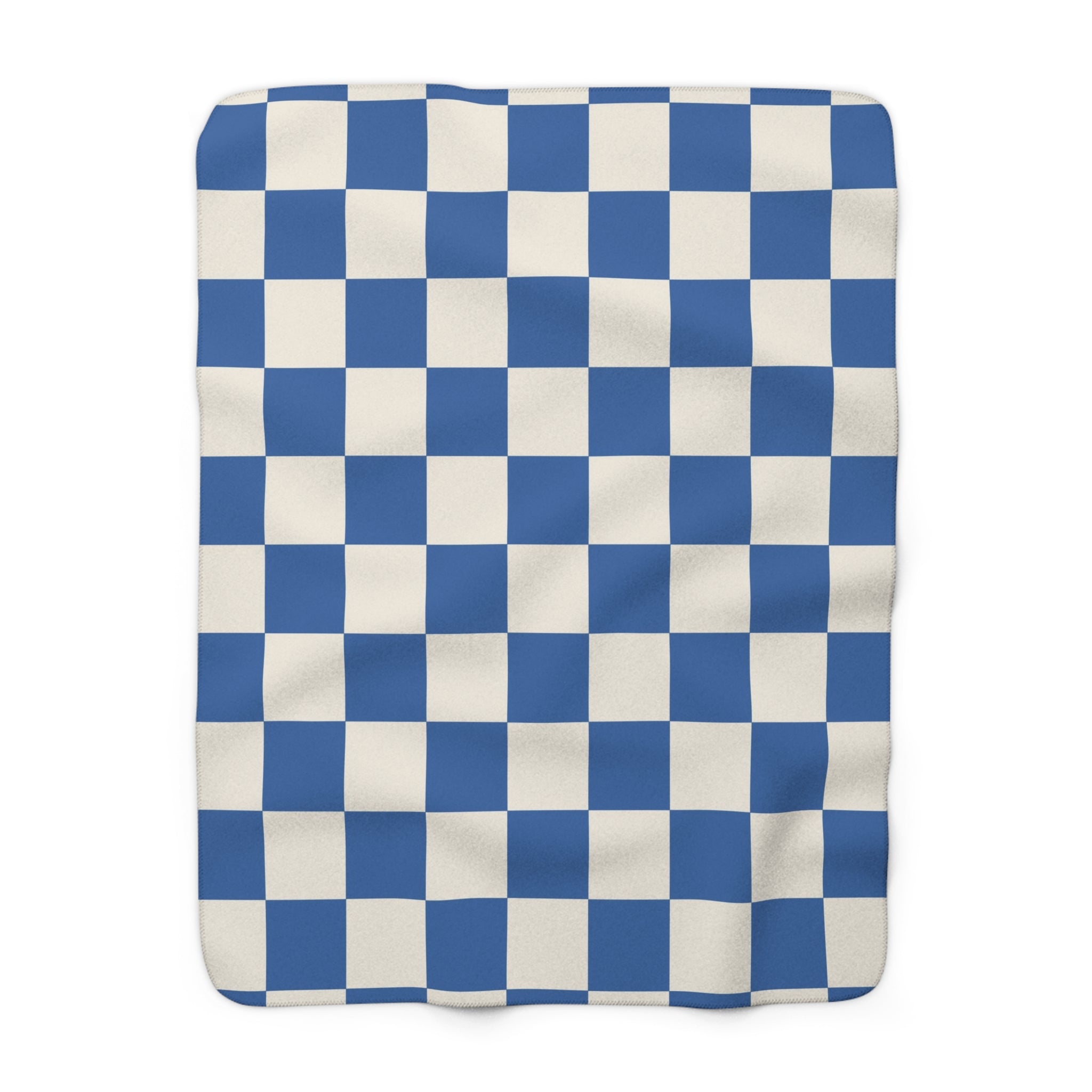 Checkerboard Blue Sherpa Fleece Blanket, Artsulli - Art is Long, Life is Short, Home Decor, Size, 50" × 60", , , , , 29675289315769859007